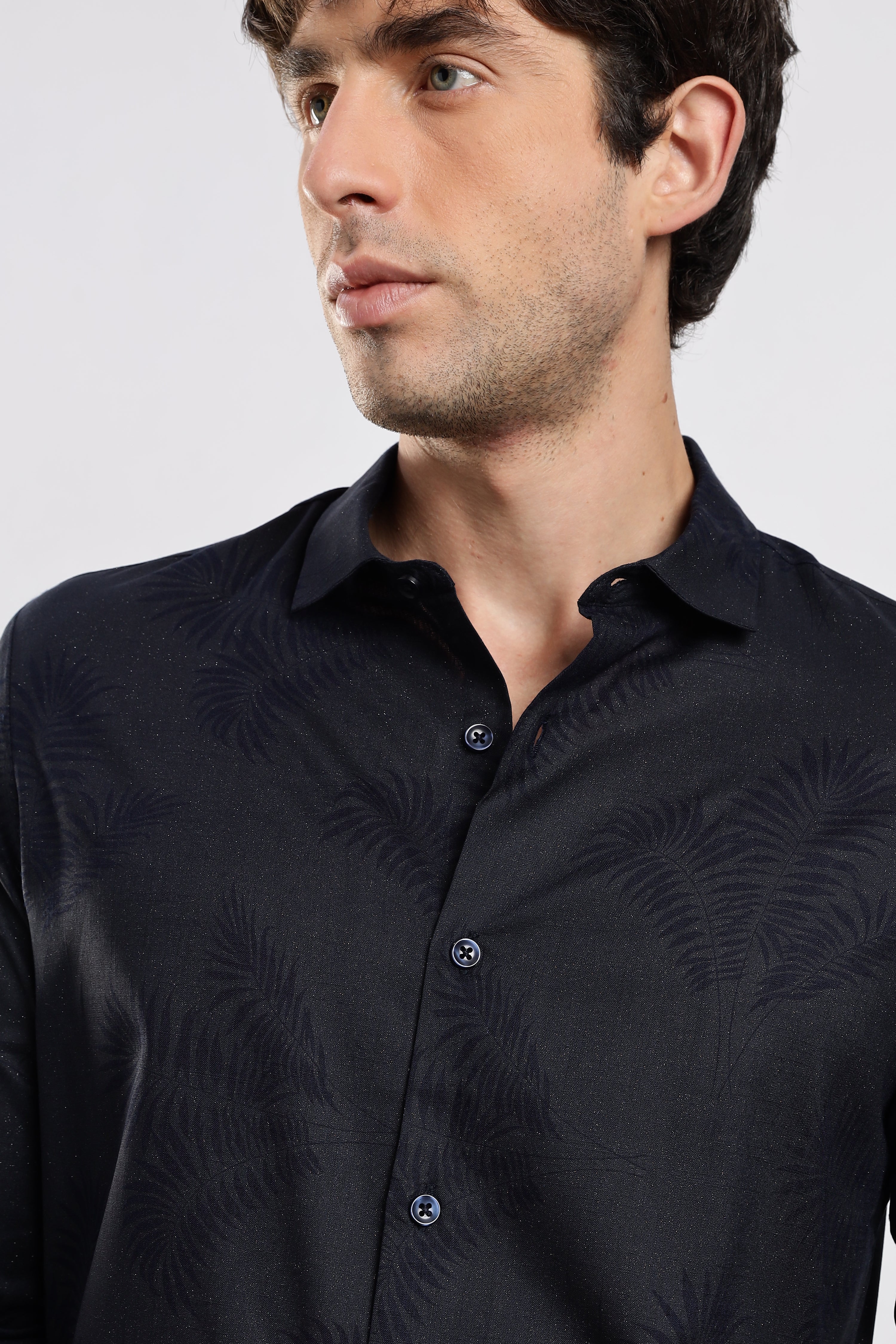 Men Navy Blue Glitter print festive wear