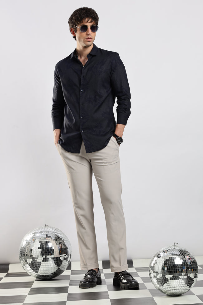 Men Black Glitter print festive wear
