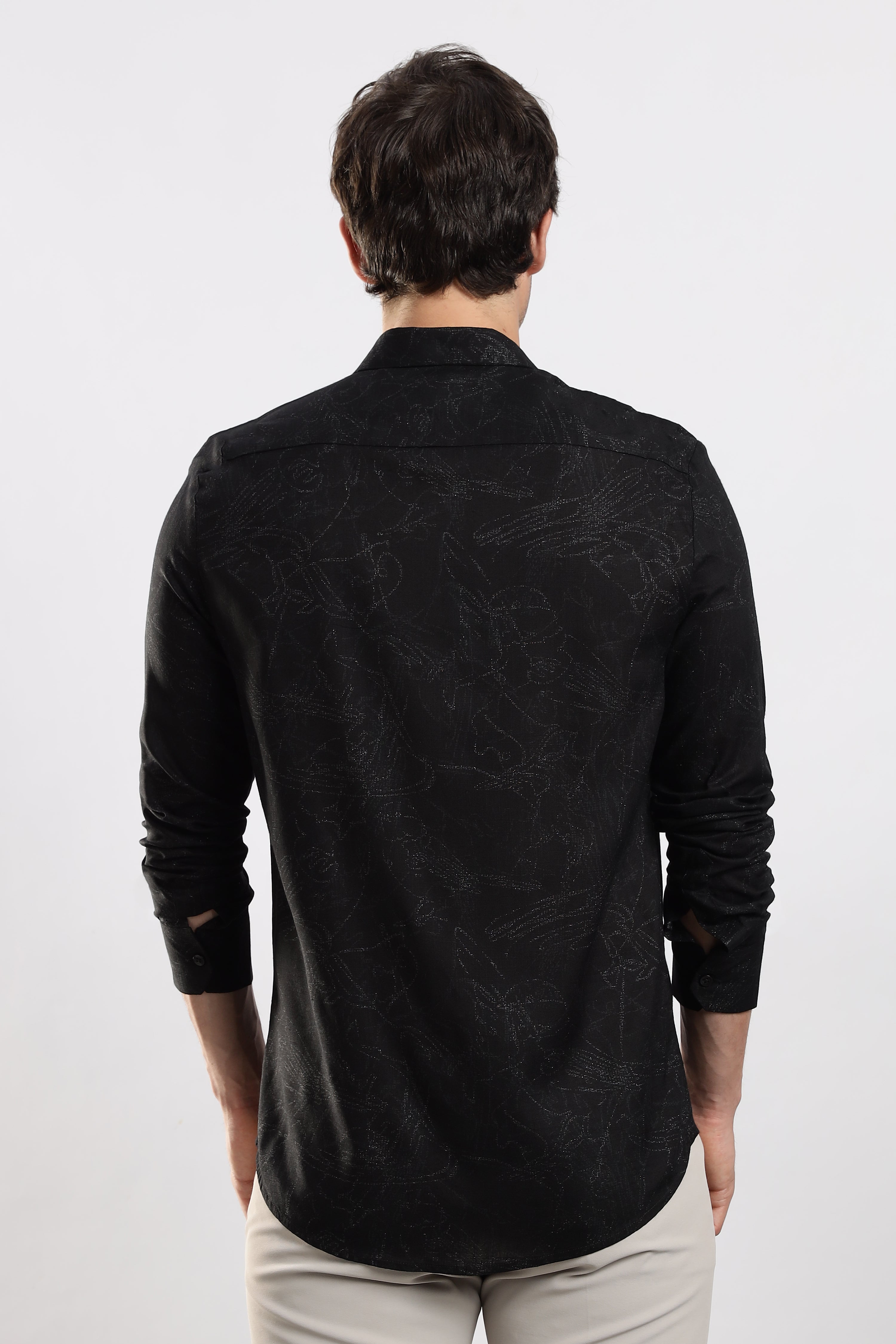 Men Black Glitter print festive wear