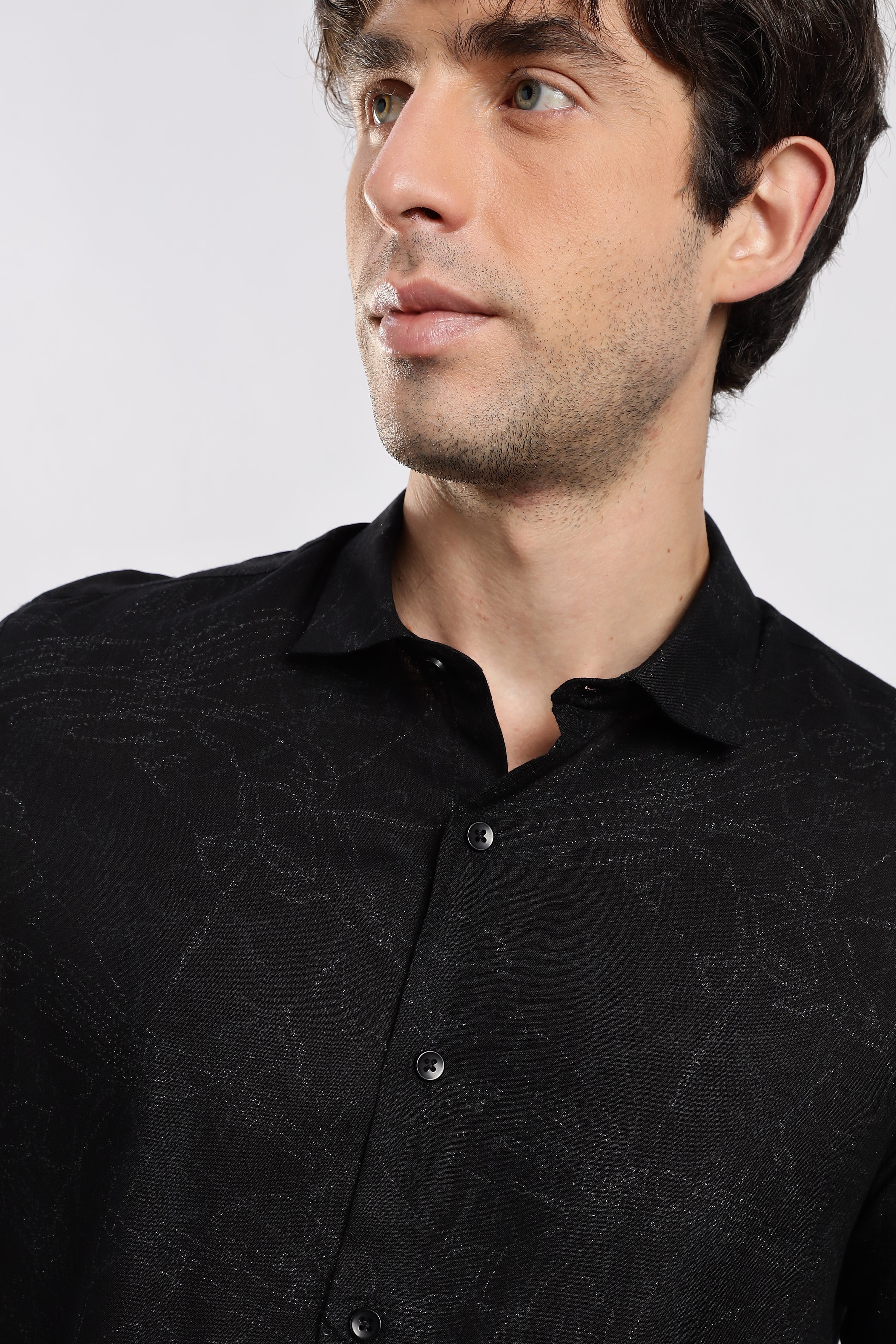 Men Black Glitter print festive wear