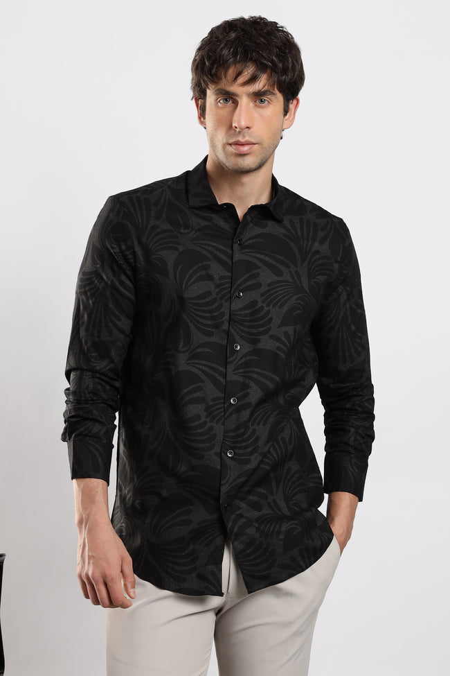 Men Black Glitter print festive wear