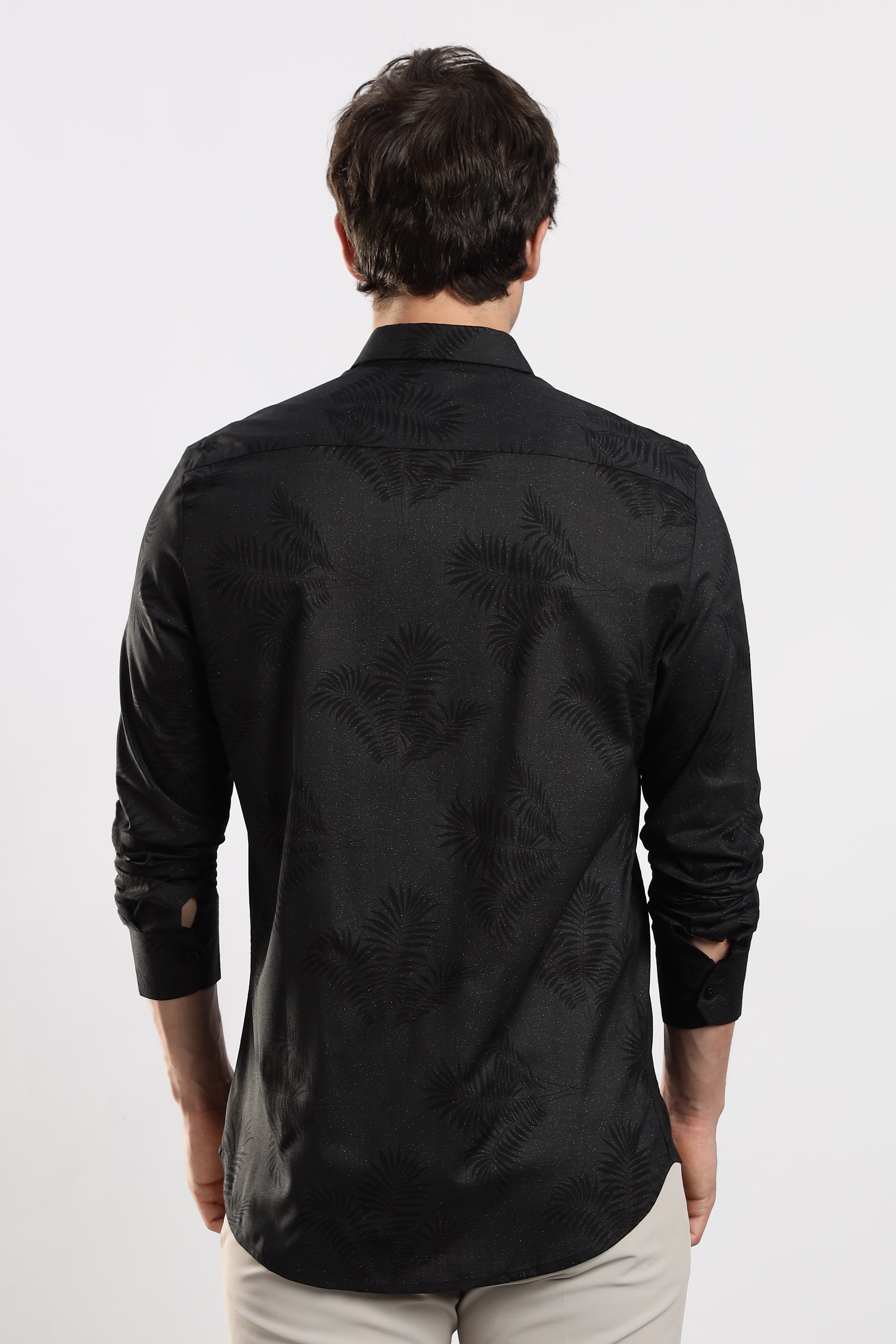 Men Black Glitter print festive wear