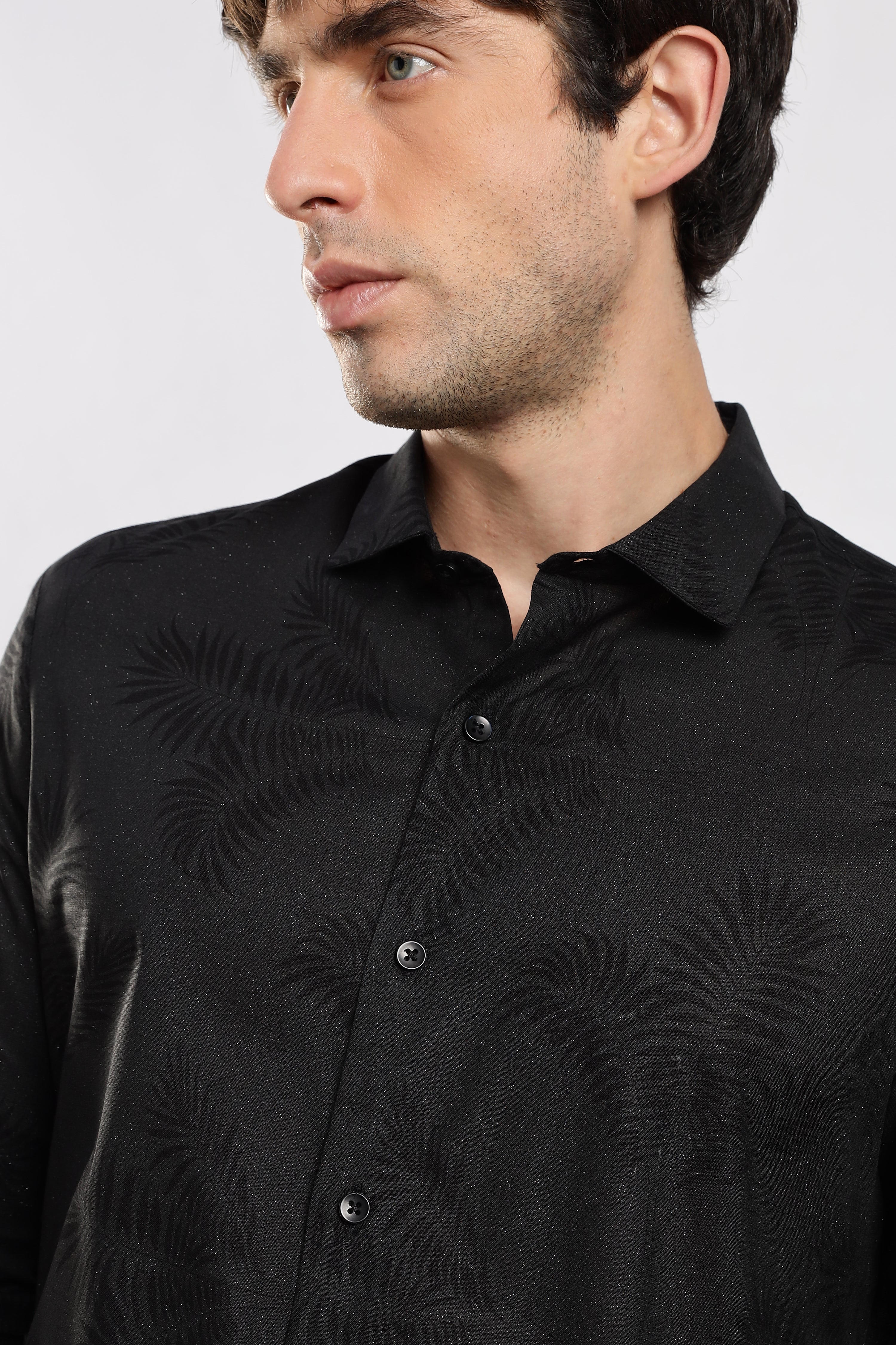 Men Black Glitter print festive wear