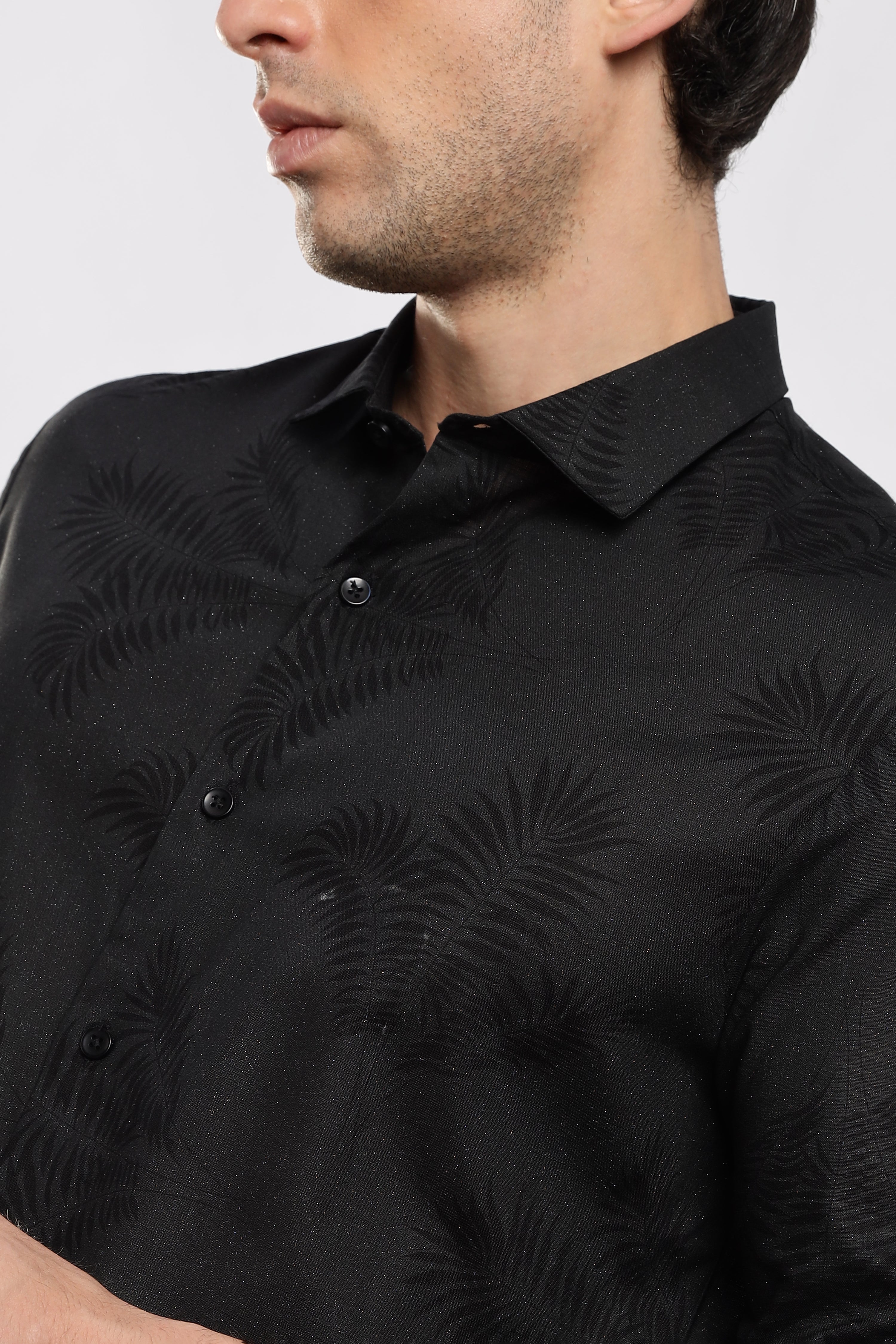 Men Black Glitter print festive wear