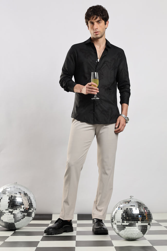 Men Black Glitter print festive wear