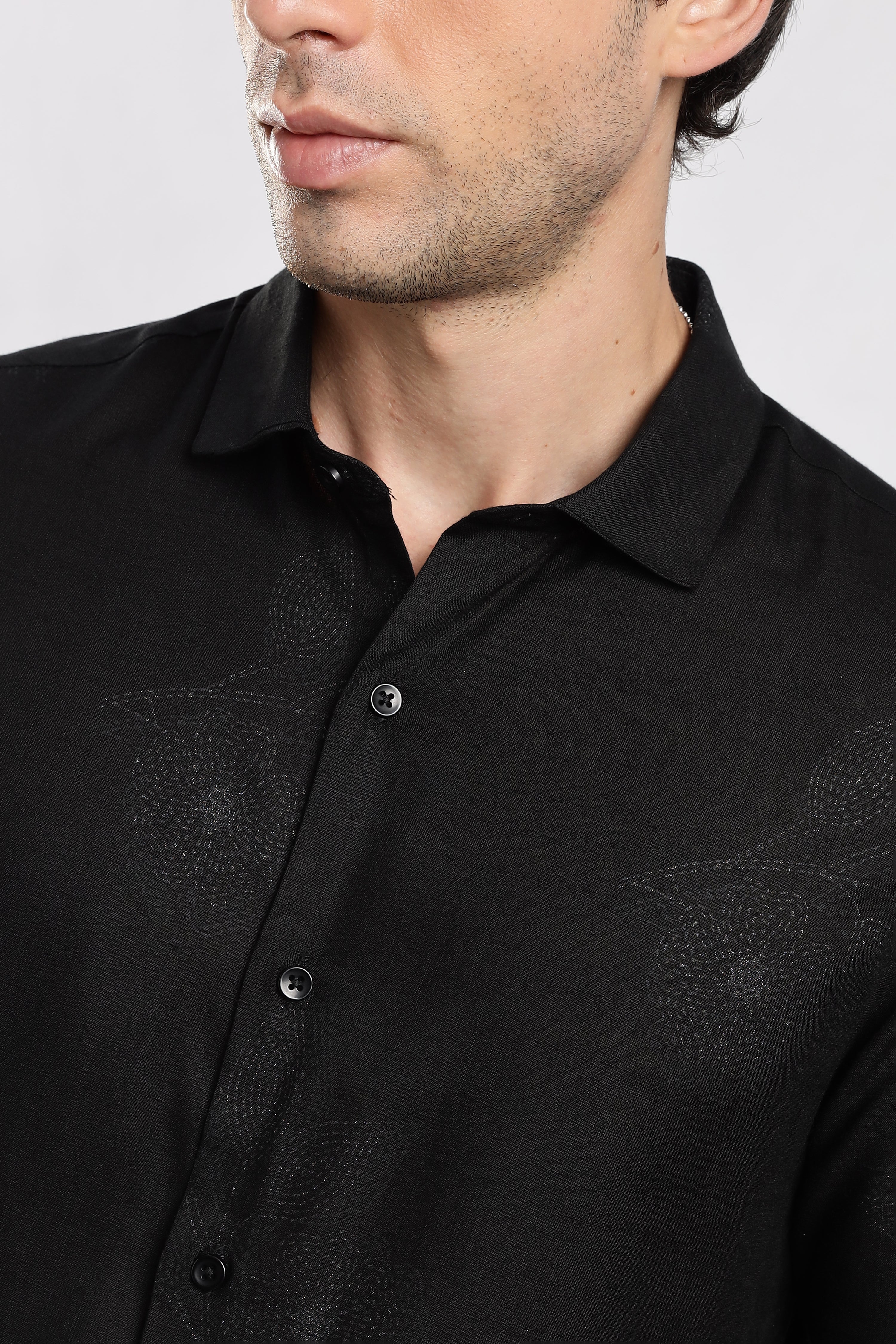 Men Black Glitter print festive wear