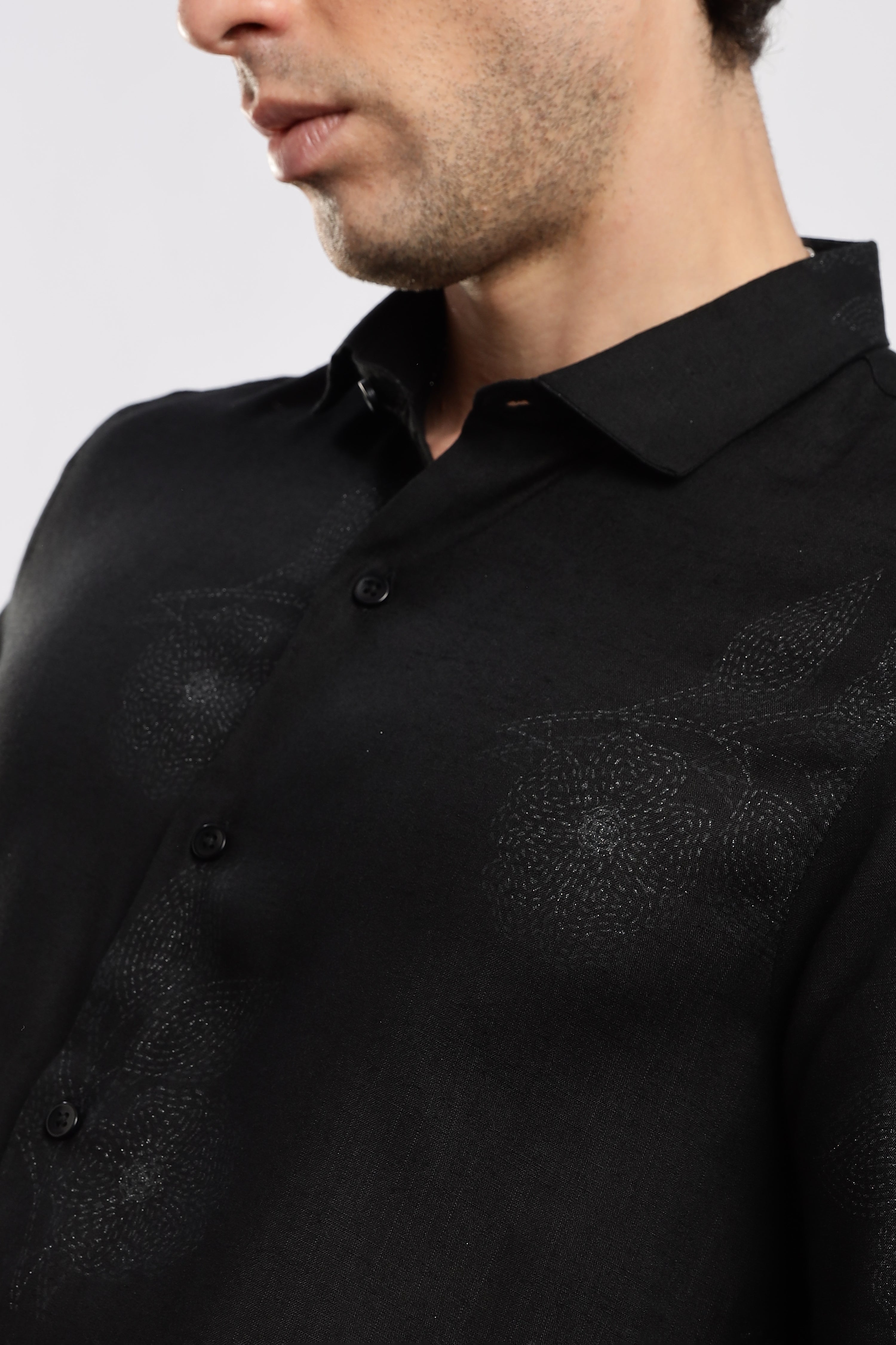 Men Black Glitter print festive wear