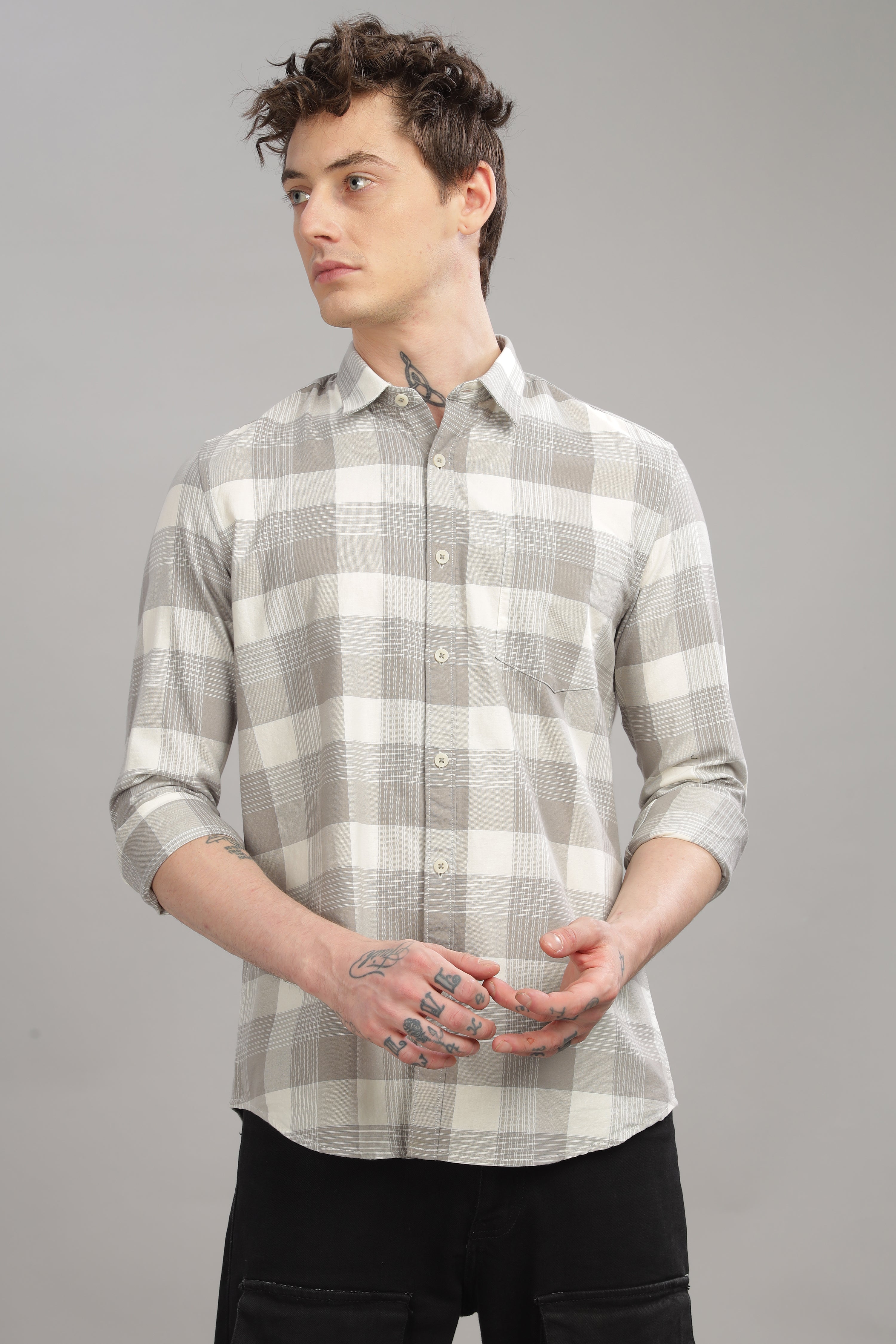Men Grey Slim Fit Shirt