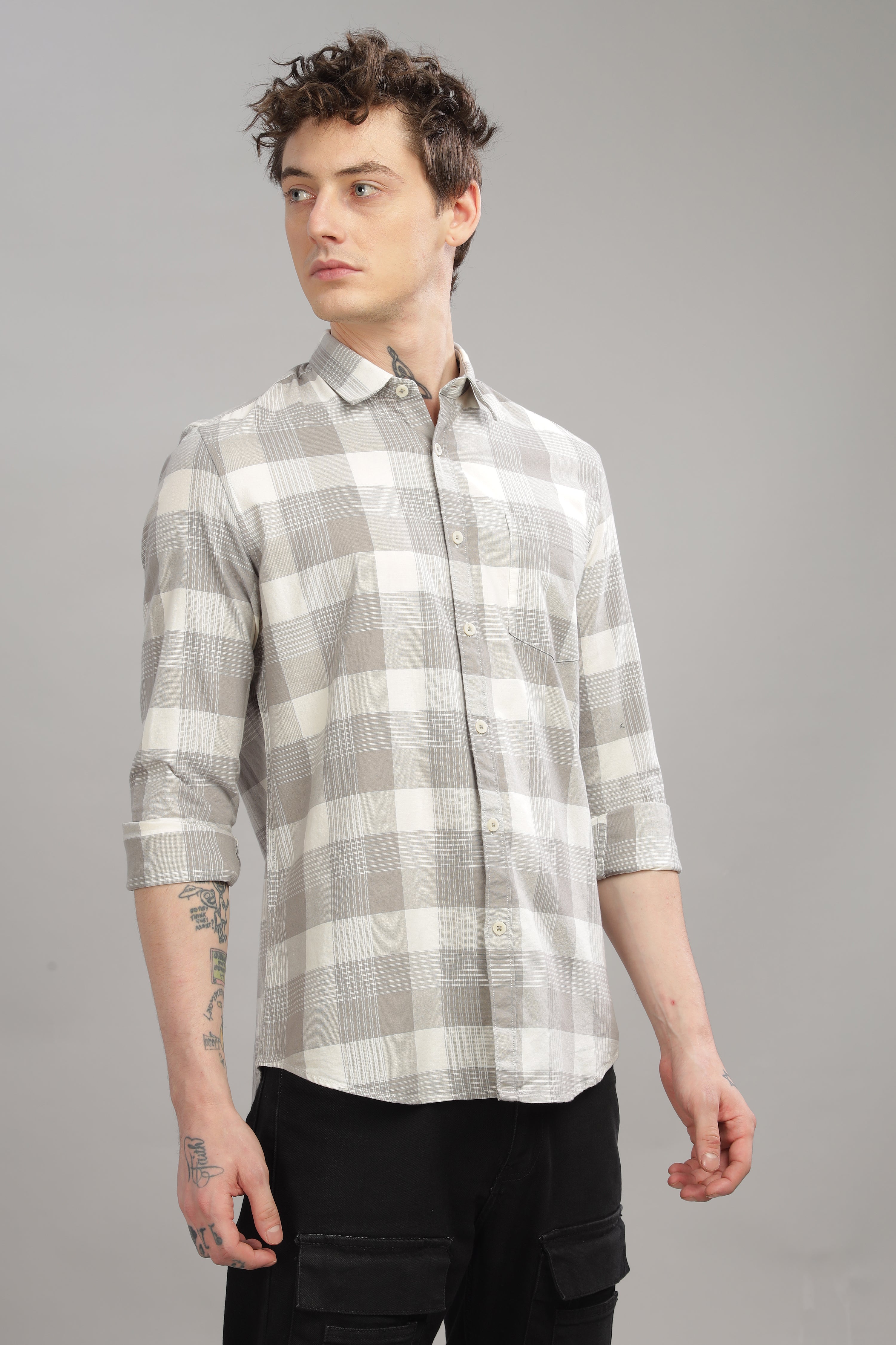 Men Grey Slim Fit Shirt