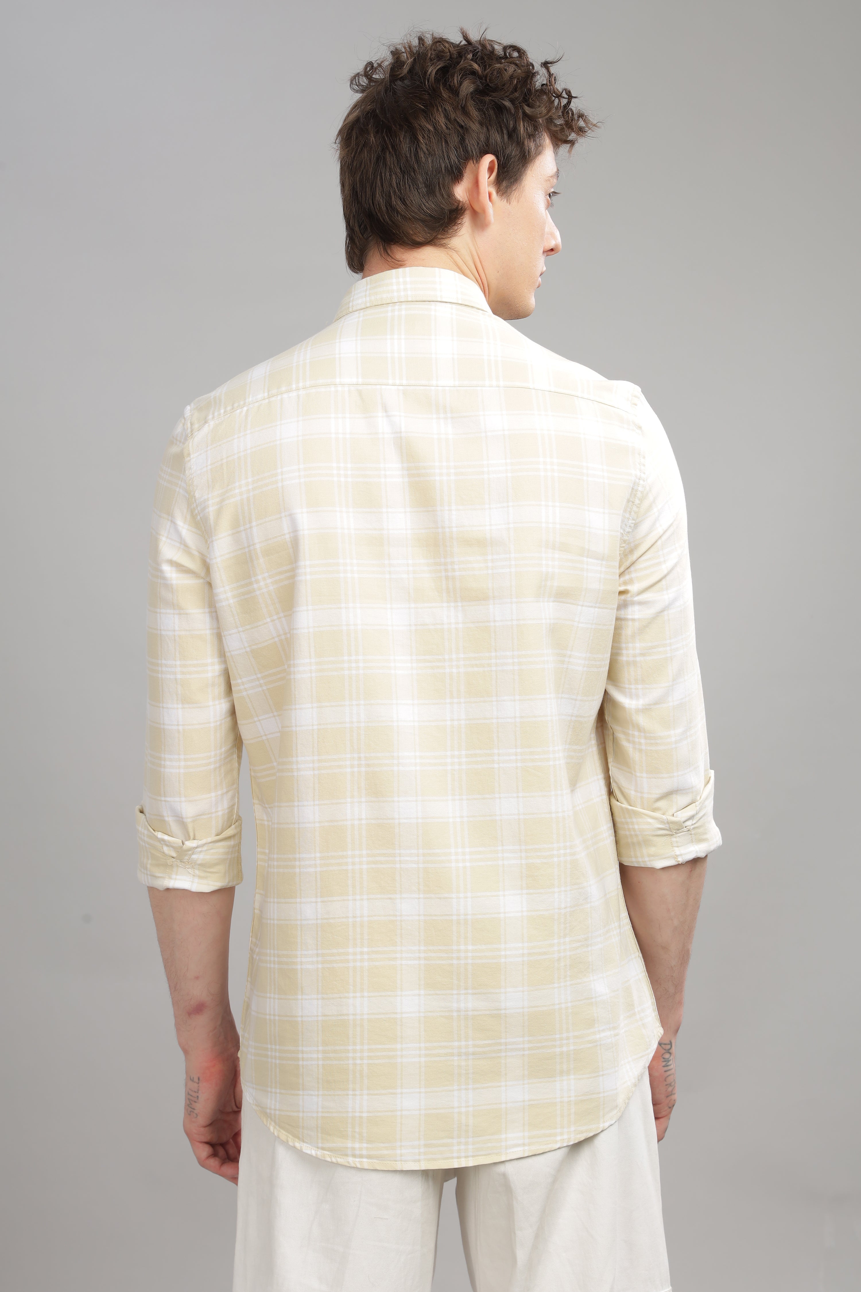 Men Cream Slim Fit Shirt