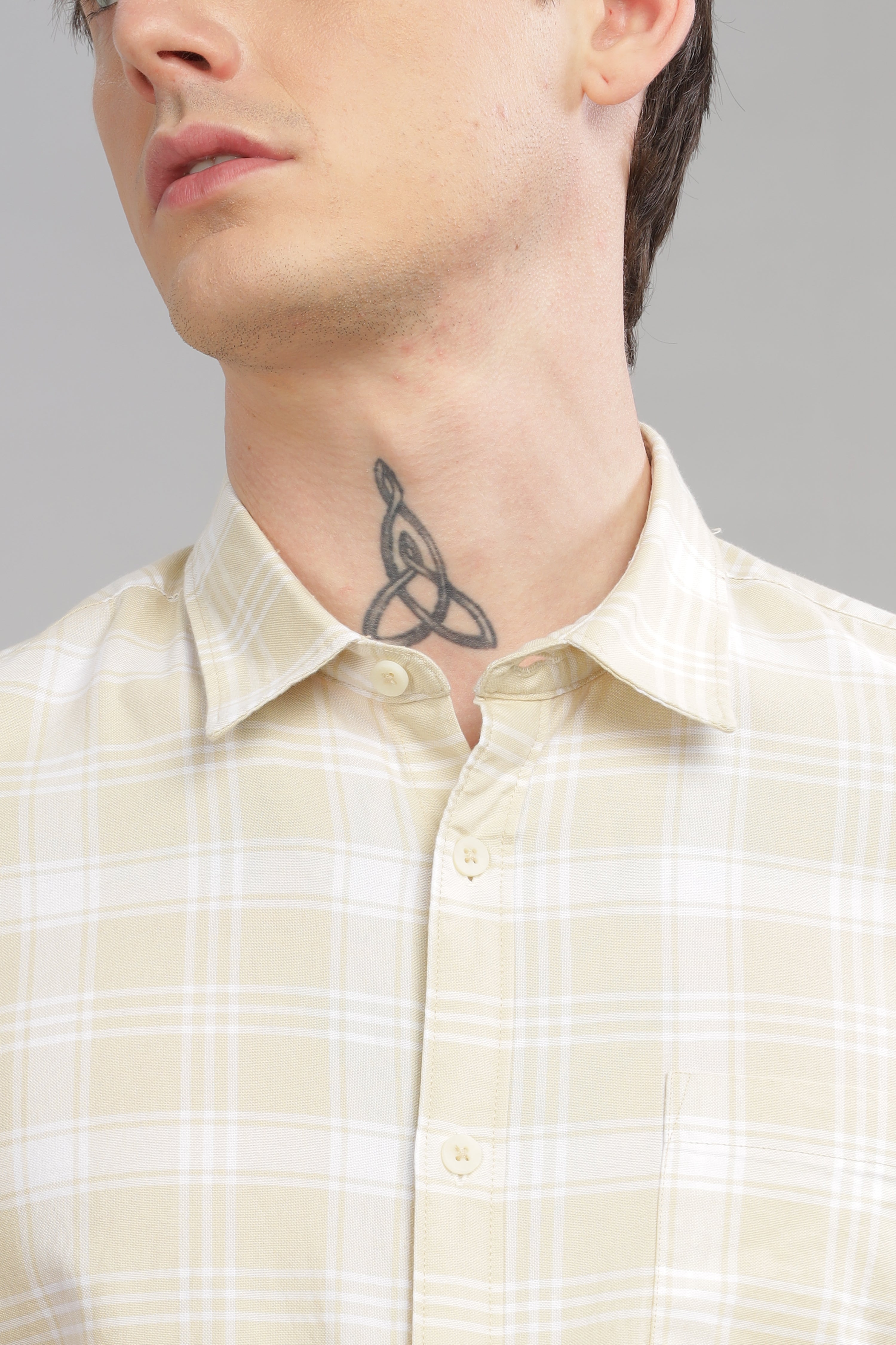 Men Cream Slim Fit Shirt