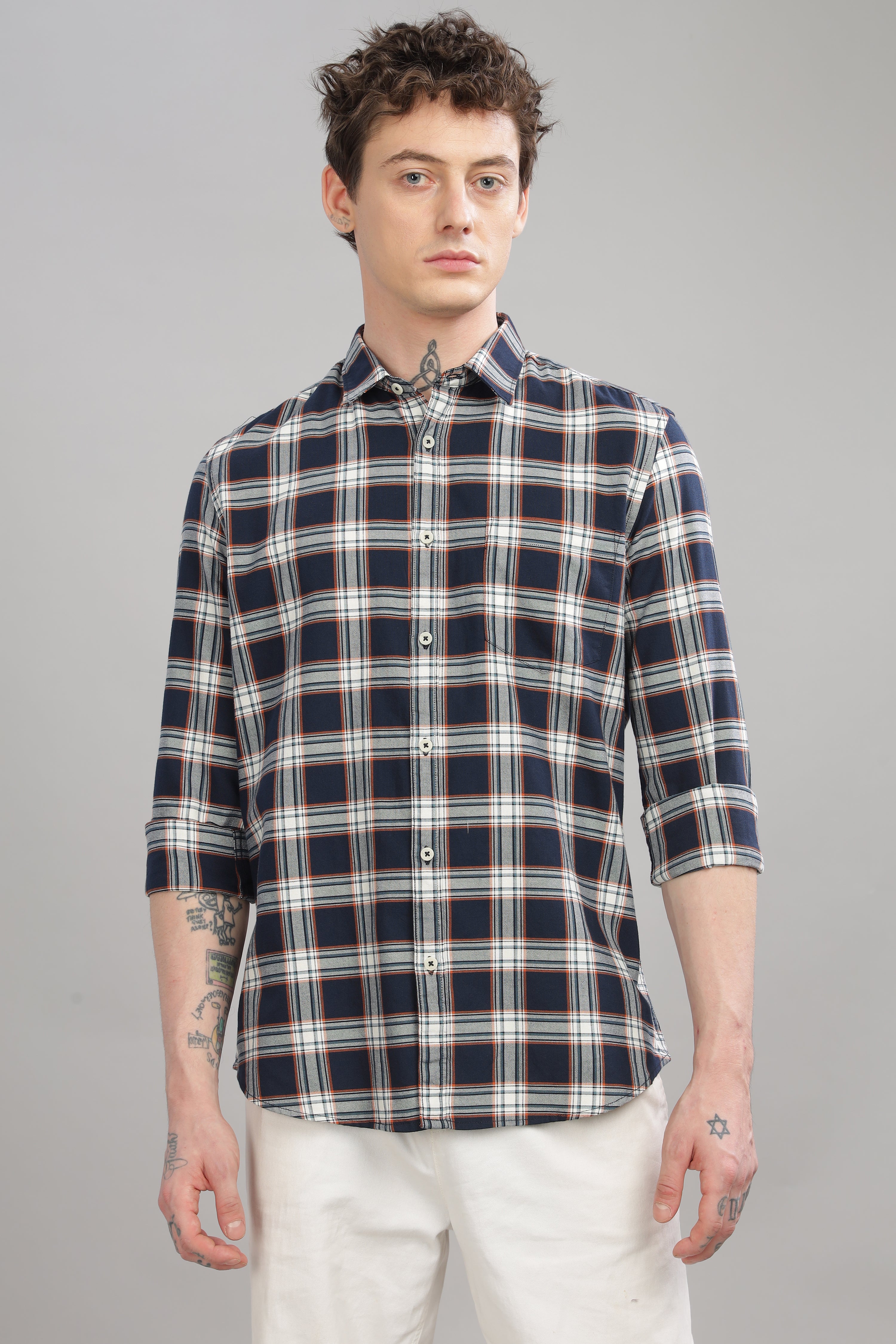 Men Dark Blue Slim Fit Shirt