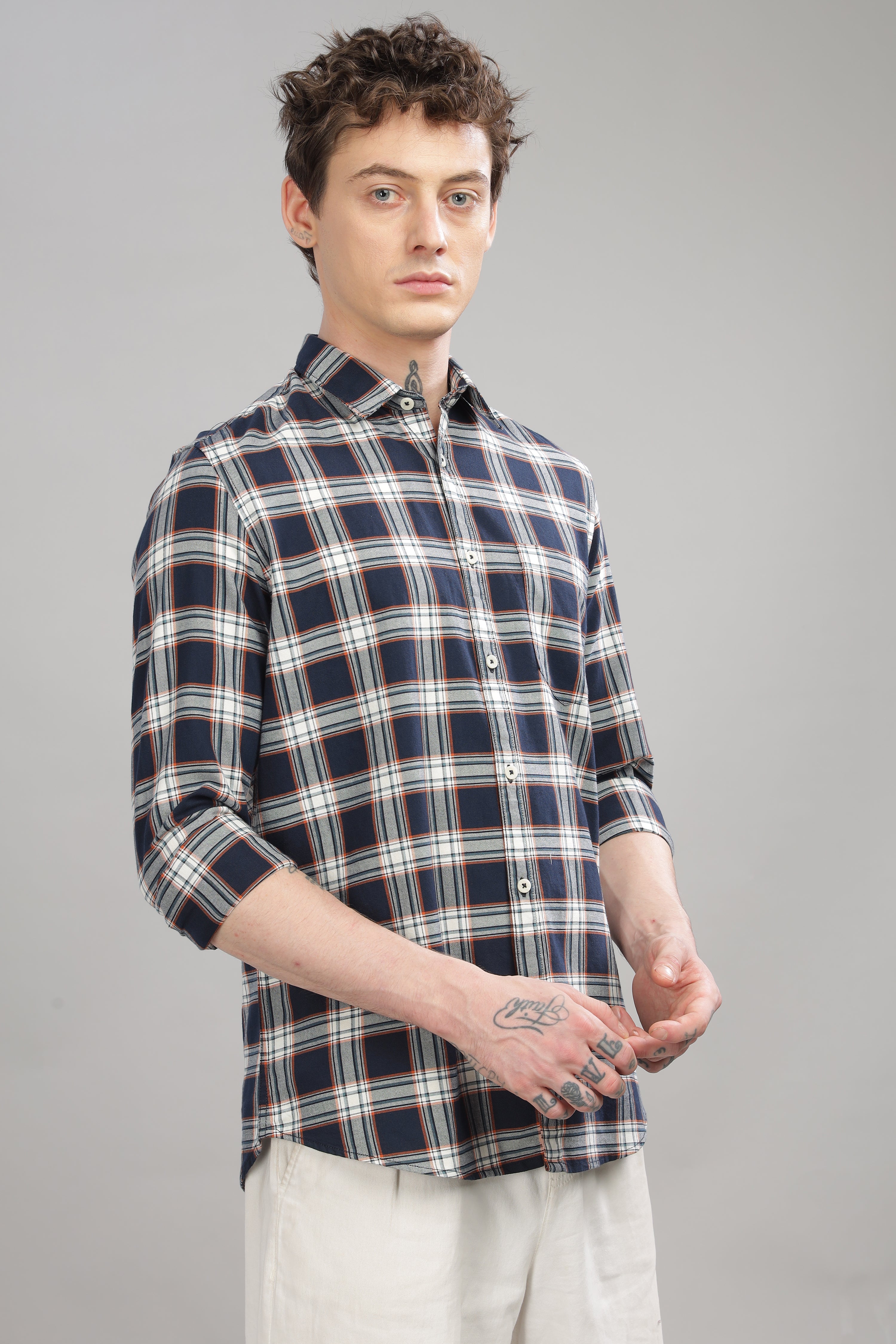Men Dark Blue Slim Fit Shirt