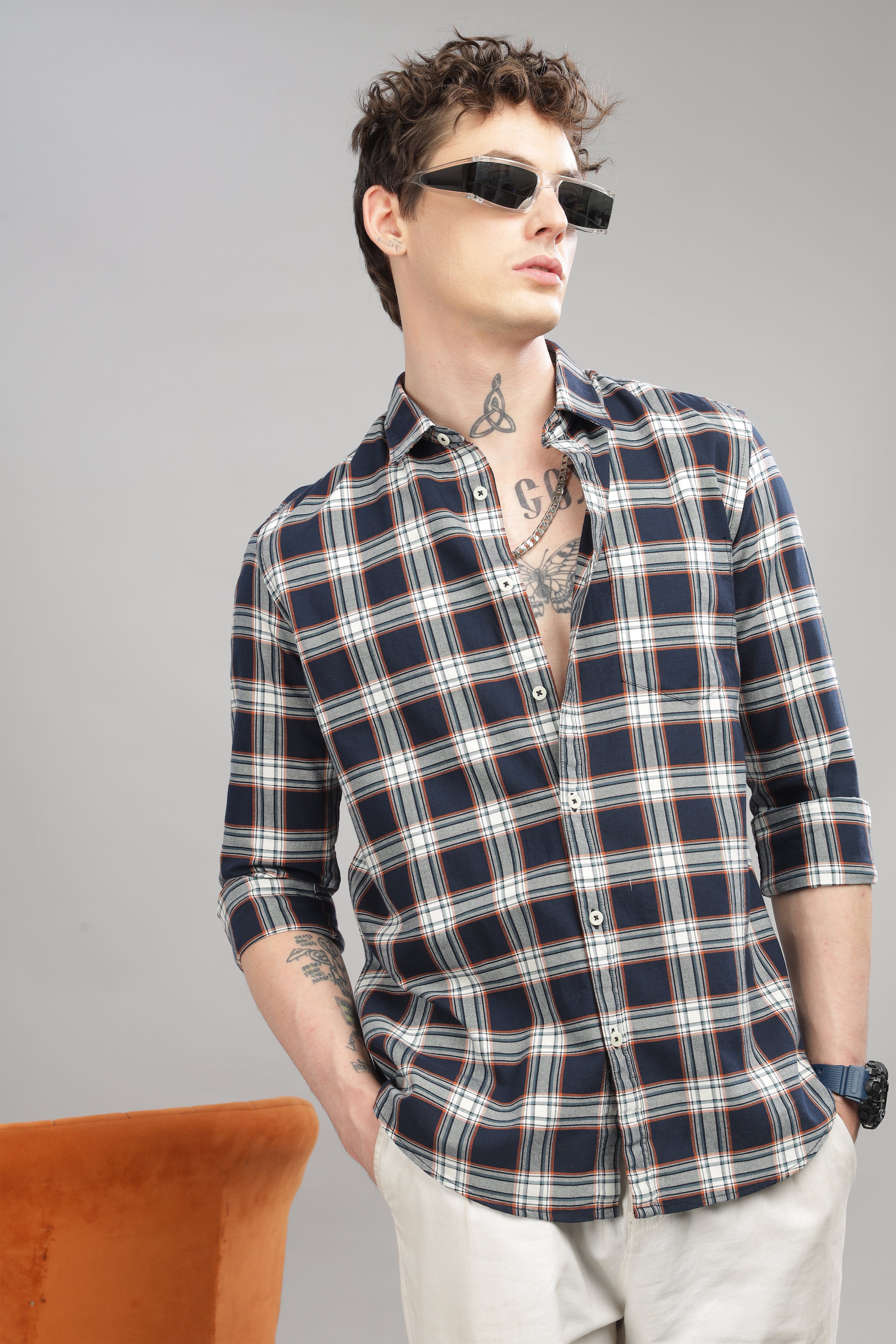 Men Dark Blue Slim Fit Shirt