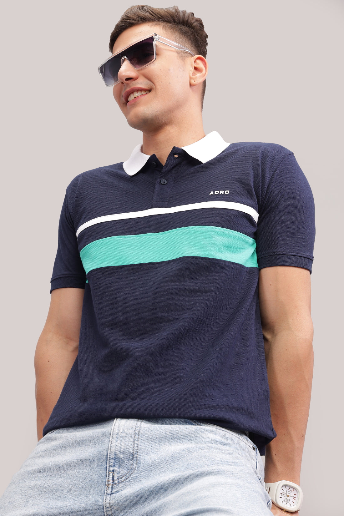 Men Navy Regular Fit Polo T-Shirt