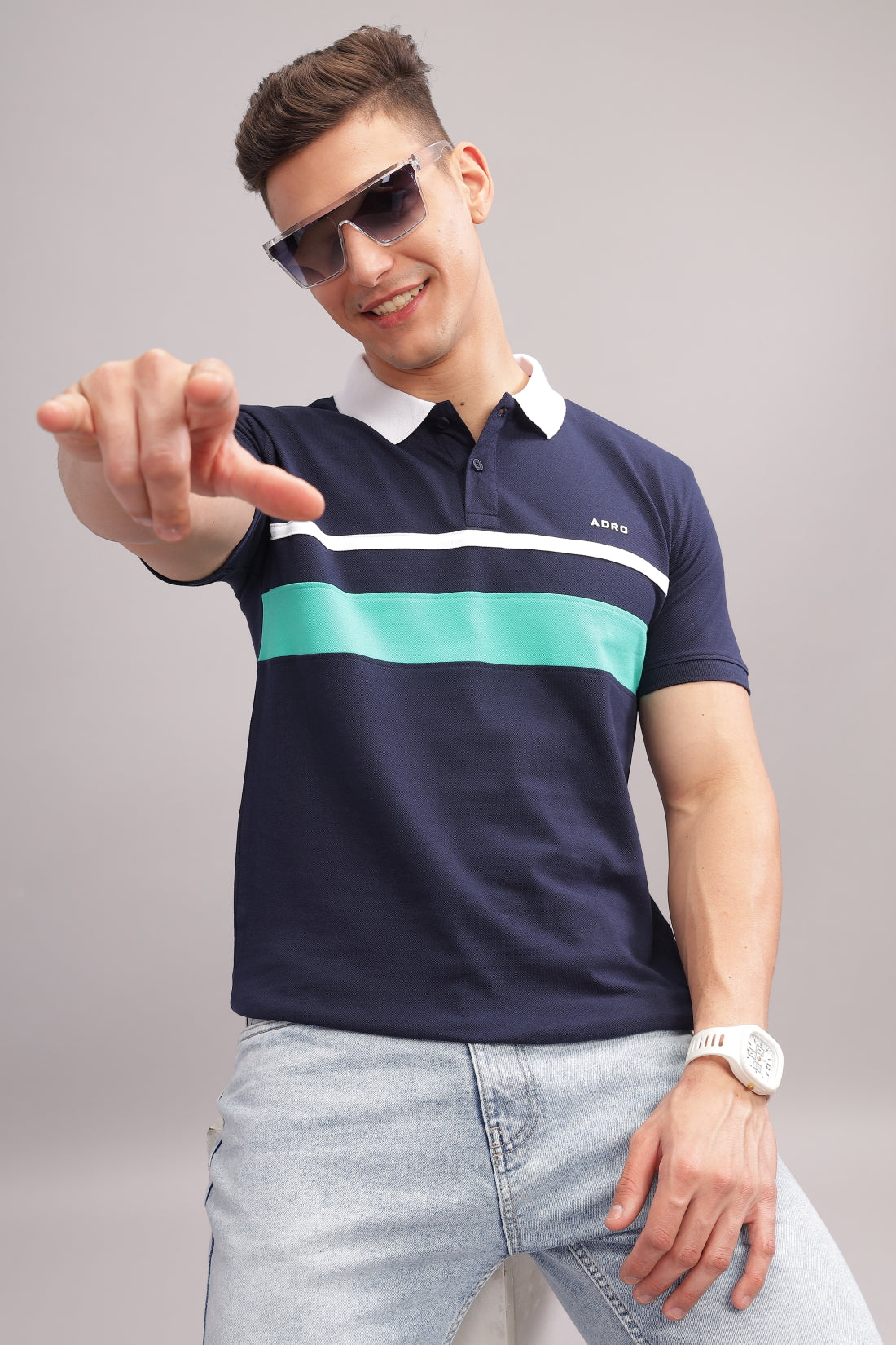 Men Navy Regular Fit Polo T-Shirt