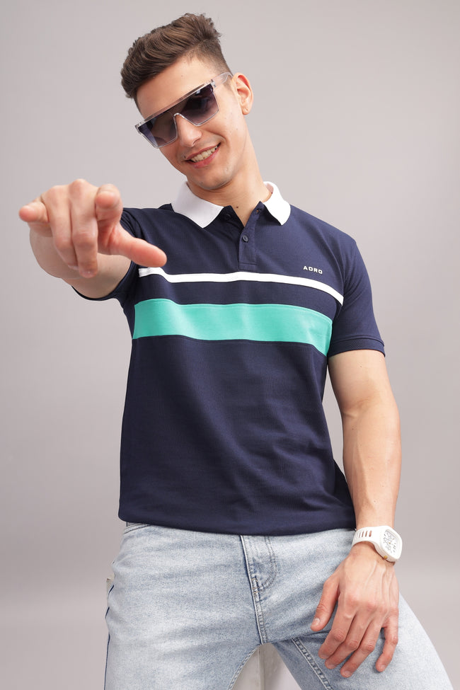 Men Navy Regular Fit Polo T-Shirt