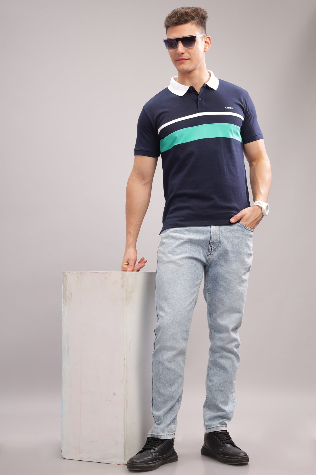 Men Navy Regular Fit Polo T-Shirt