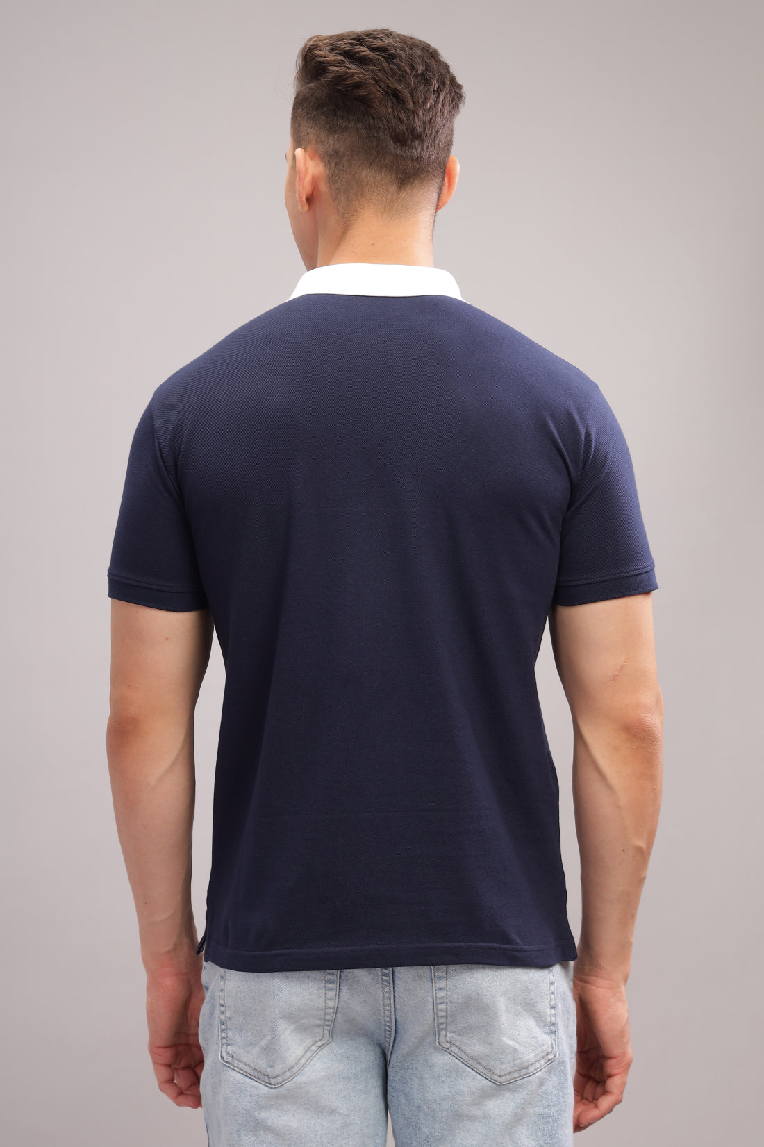 Men Navy Regular Fit Polo T-Shirt