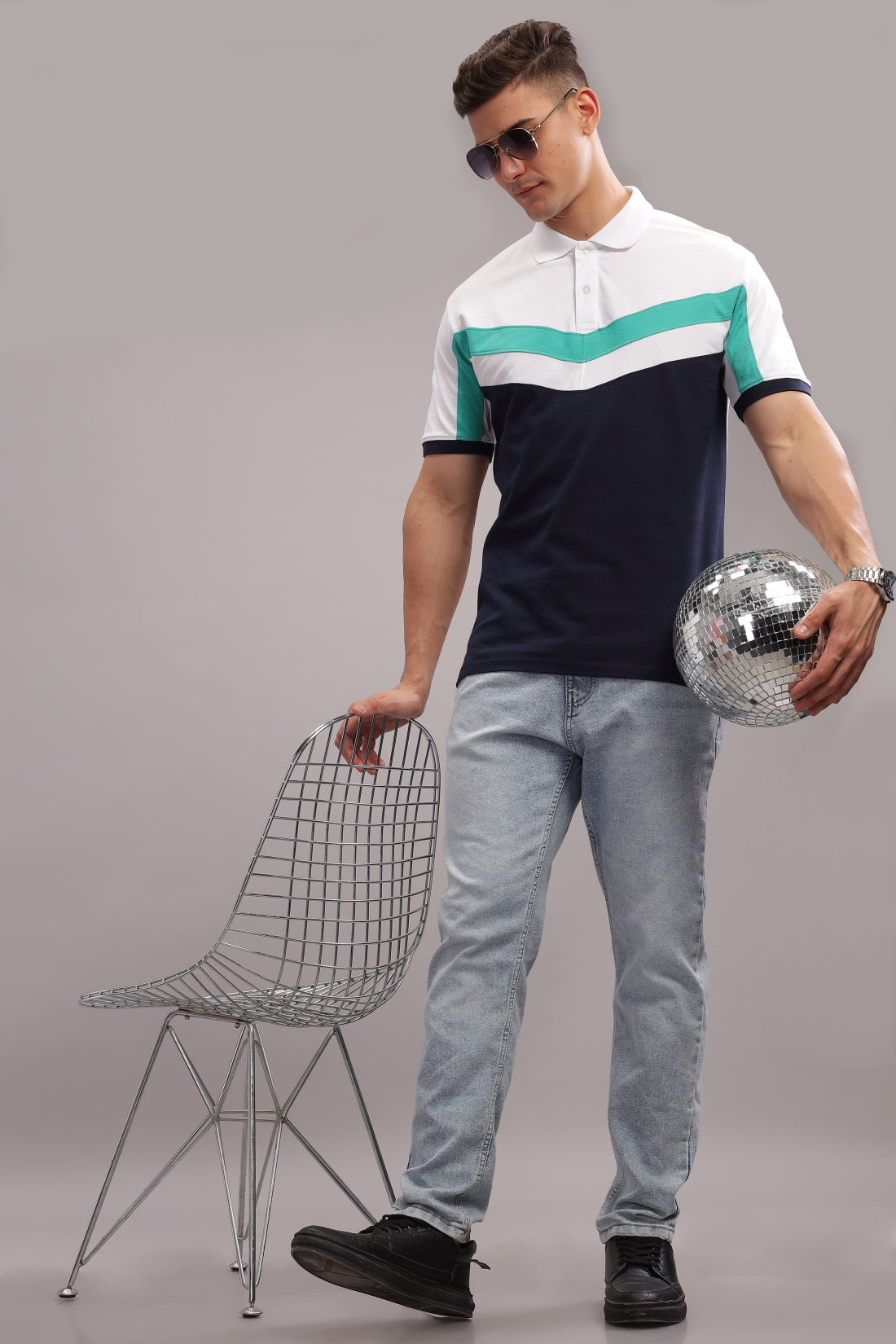 Men Multi Color Regular Fit Polo T-Shirt
