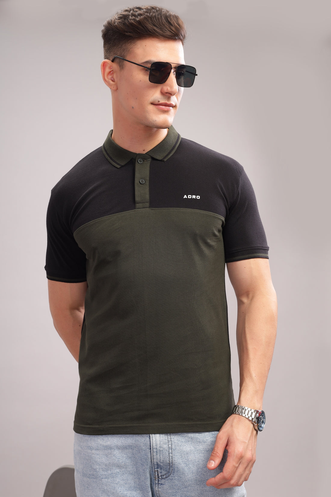 Men Olive Regular Fit Polo T-Shirt