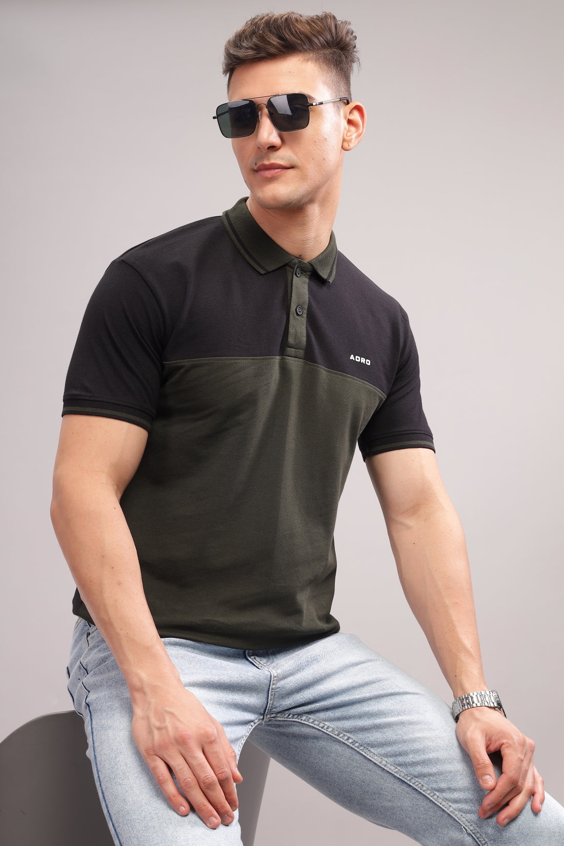 Men Olive Regular Fit Polo T-Shirt