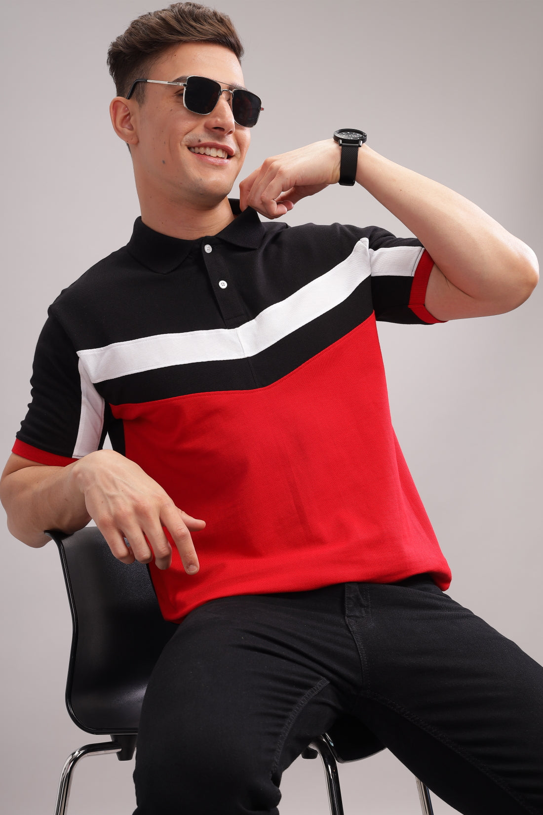 Men Red Regular Fit Polo T-Shirt