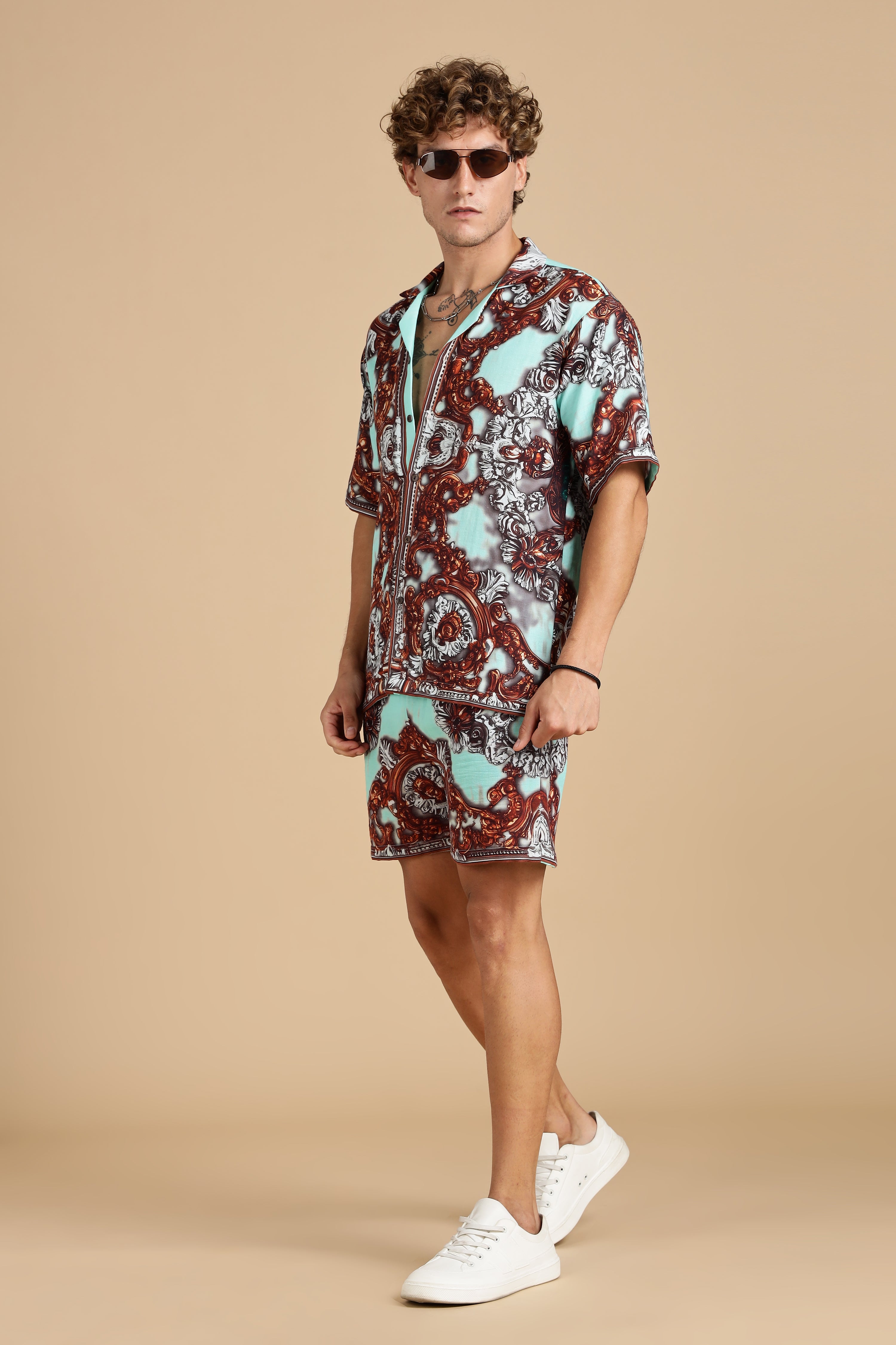 Men Jade Gauge Cotton Coord Set