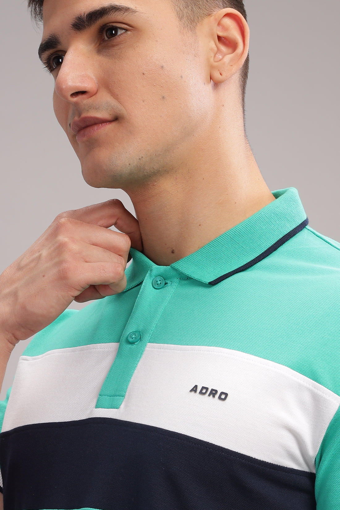 Men Aqua Blue Regular Fit Polo T-Shirt