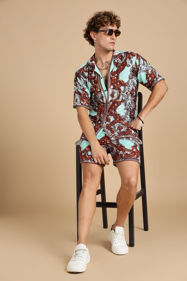 Men Jade Gauge Cotton Coord Set