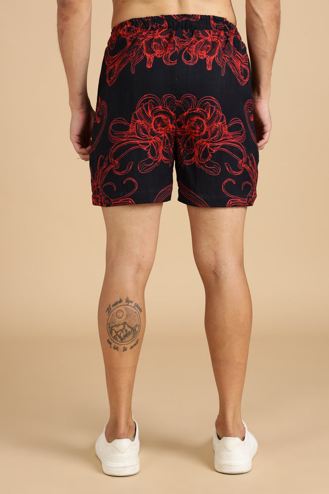 Men Raging Bloom Gauge Cotton Shorts