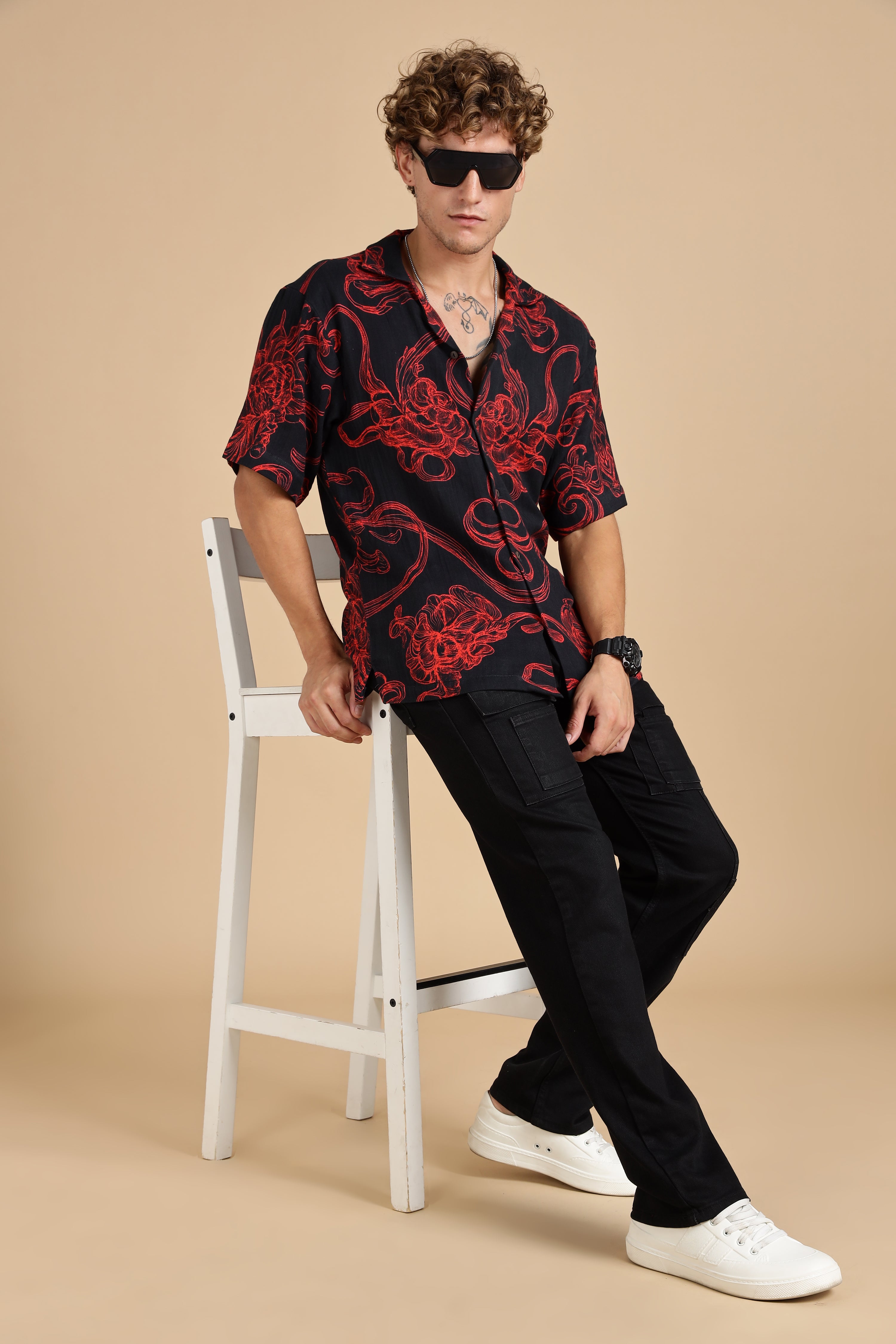 Men Raging Bloom Gauge Cotton Shirt