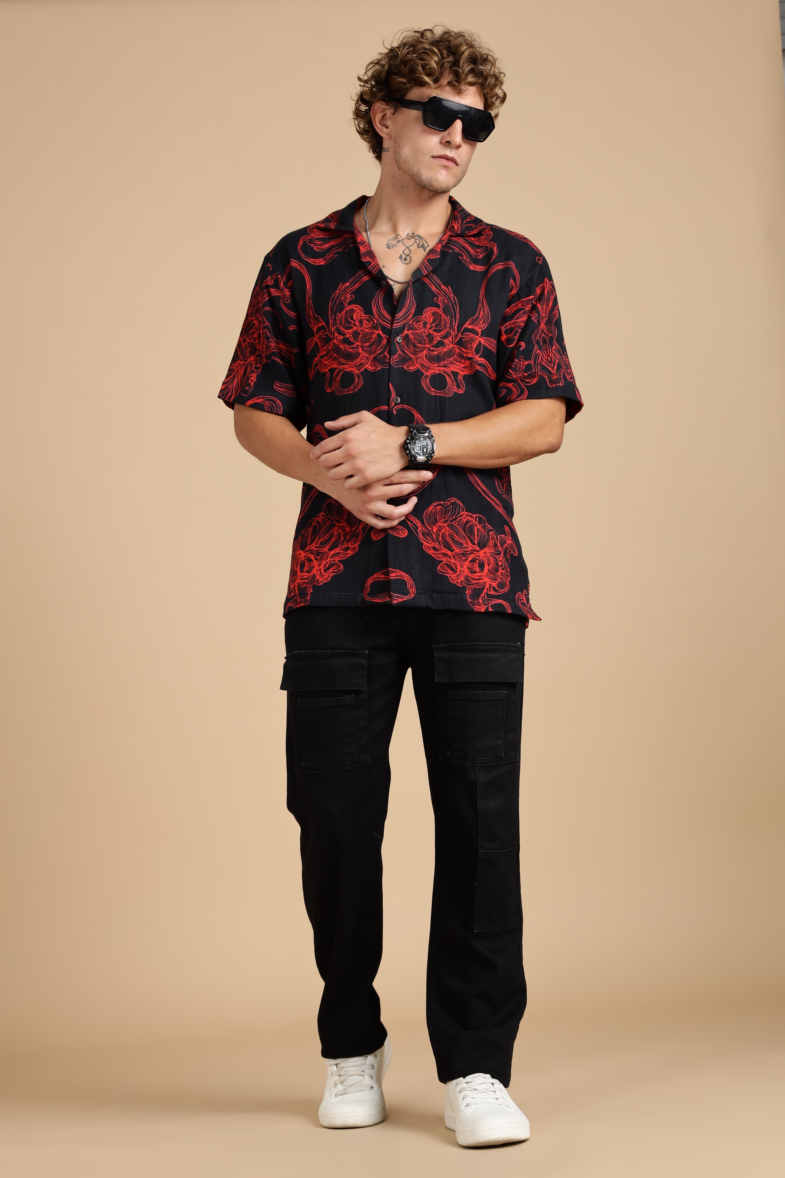 Men Raging Bloom Gauge Cotton Shirt