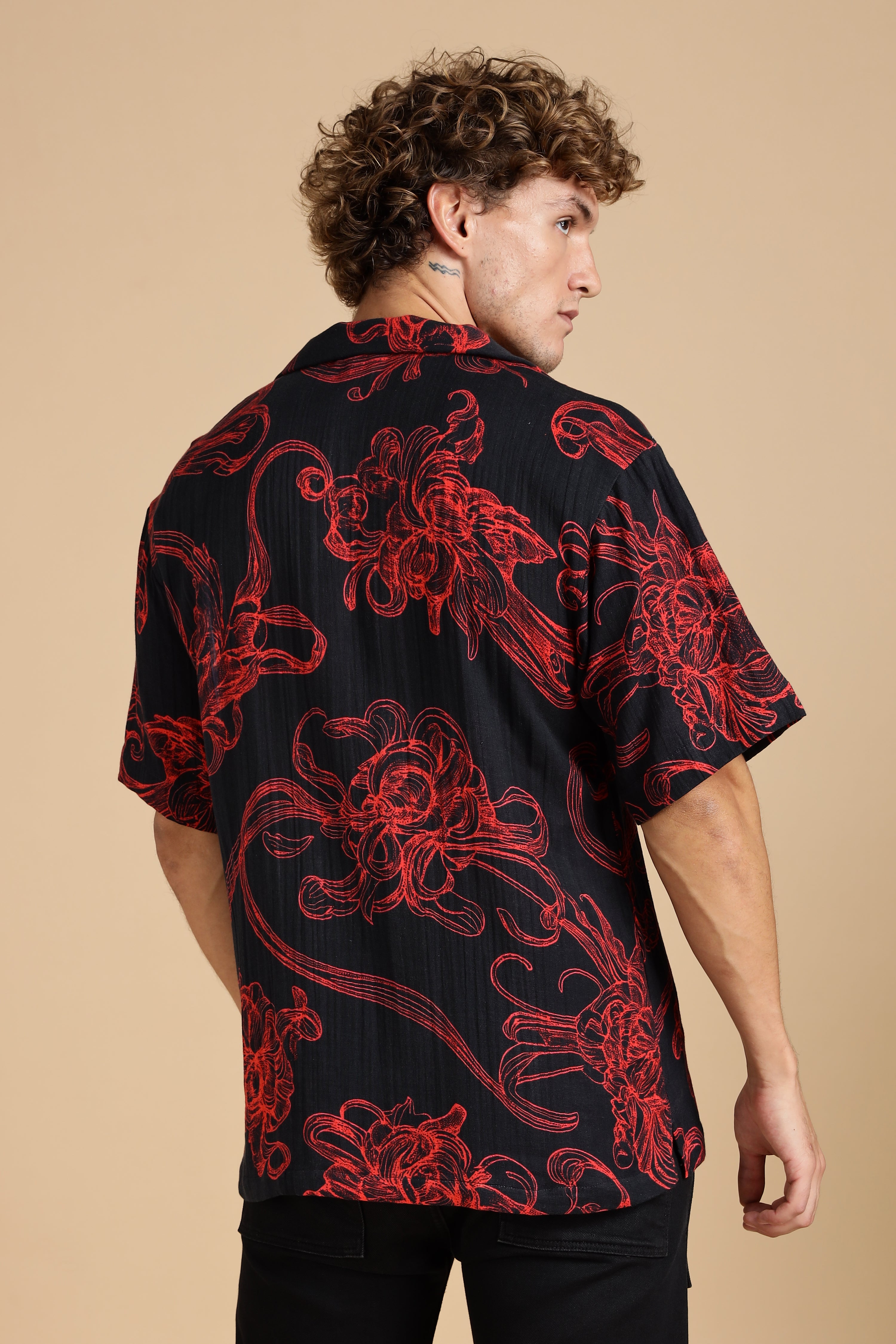 Men Raging Bloom Gauge Cotton Shirt
