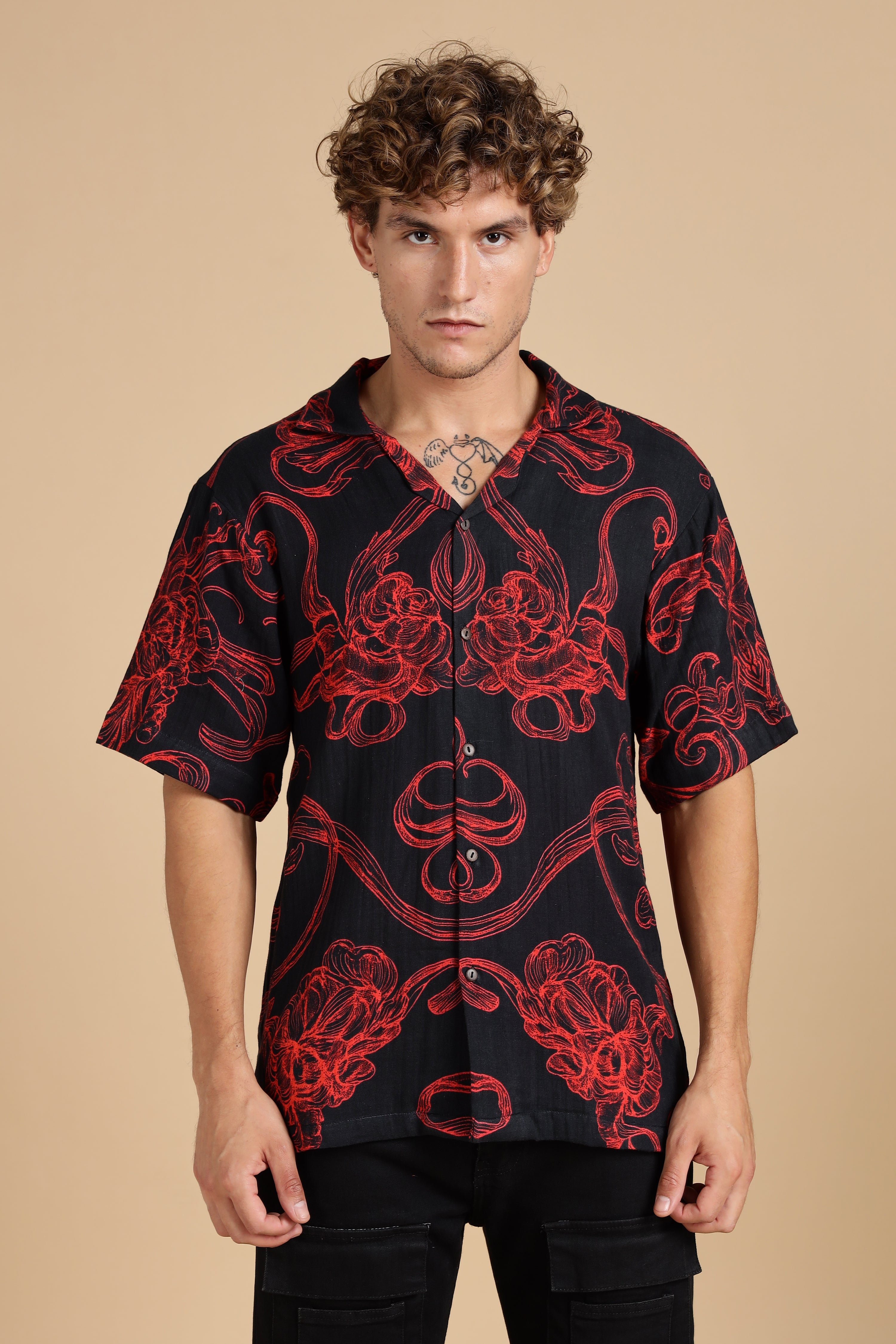 Men Raging Bloom Gauge Cotton Shirt