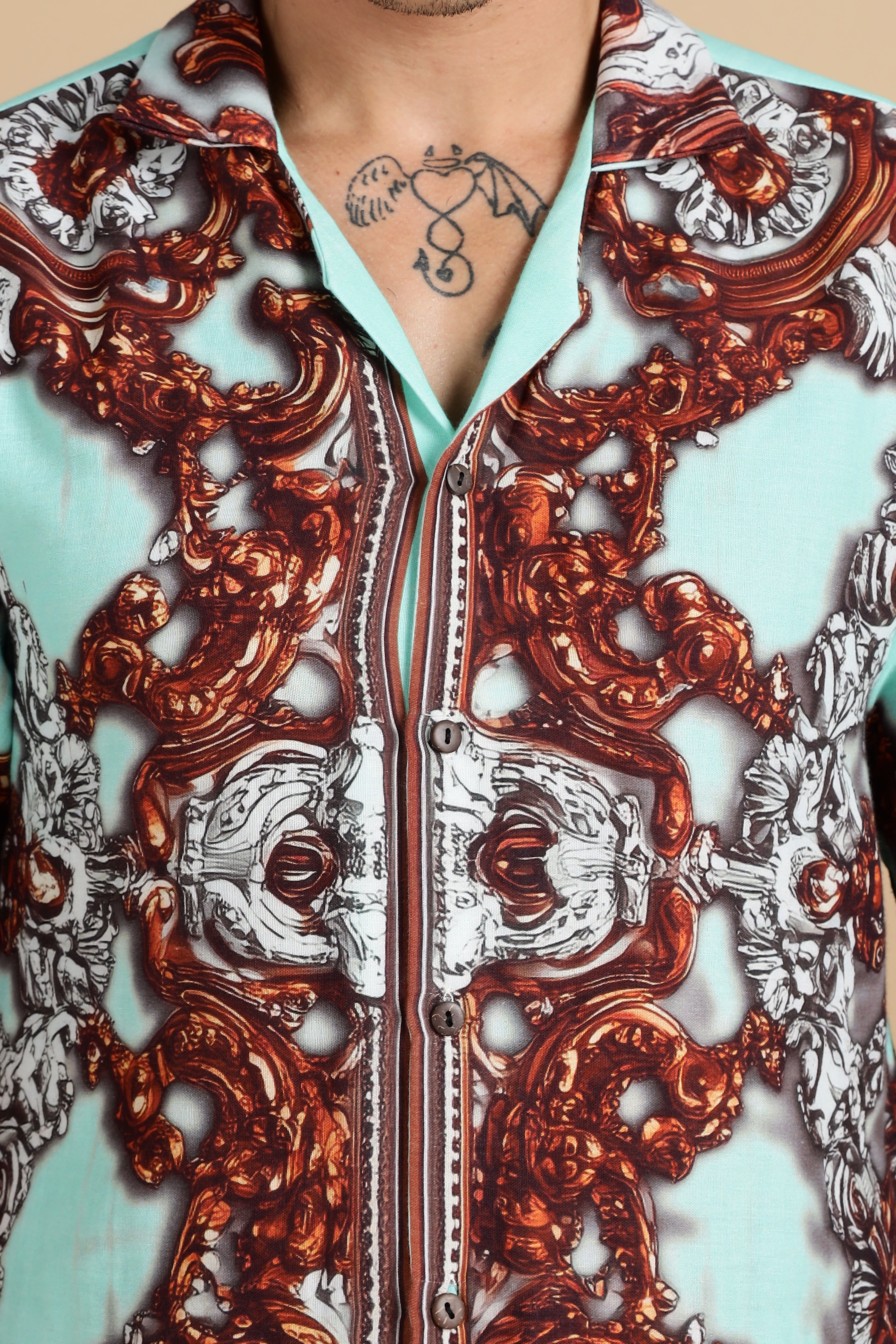 Men Jade Gauge Cotton Shirt