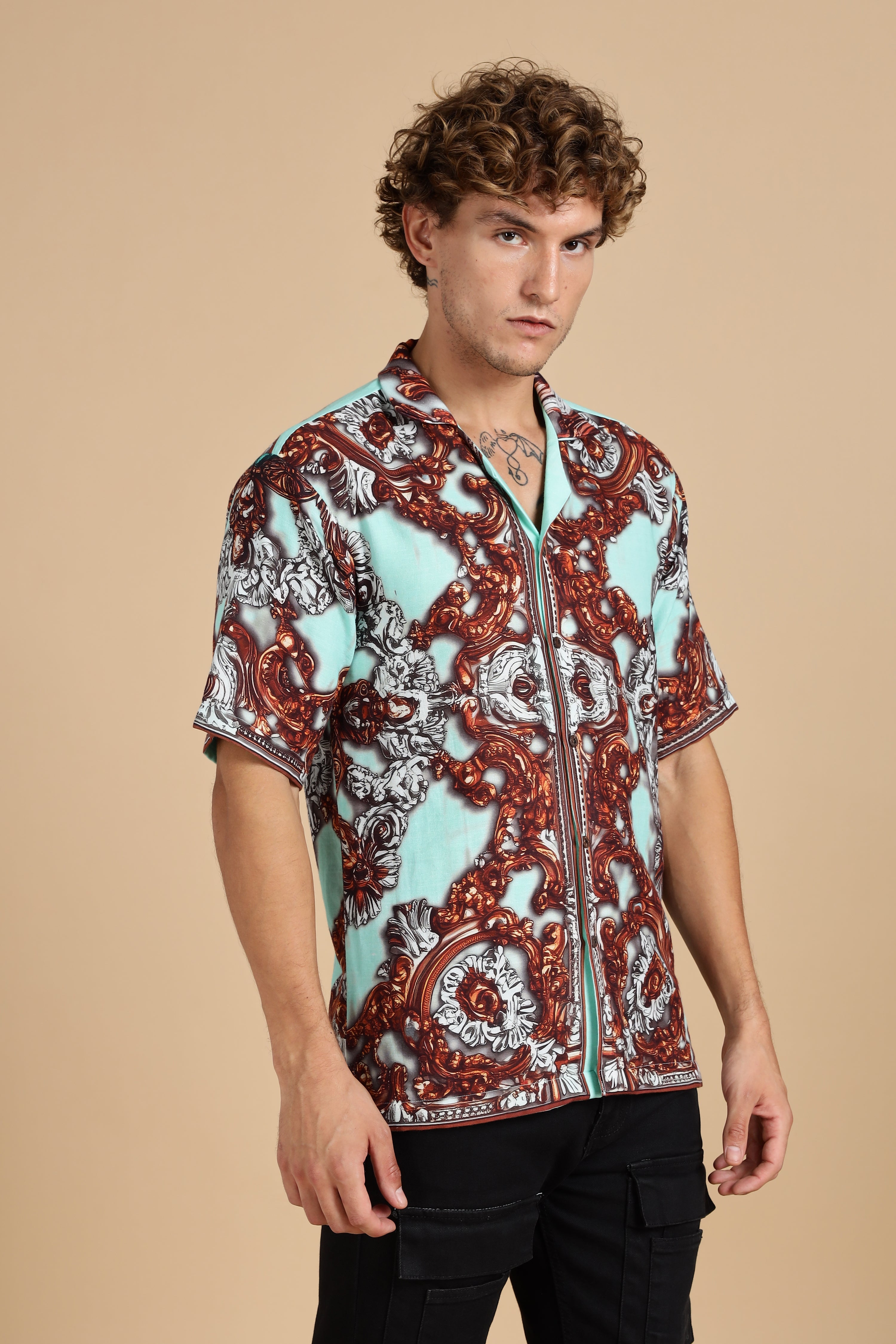 Men Jade Gauge Cotton Shirt