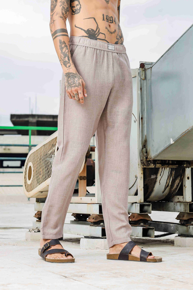 Men Grey Embroidered Pants