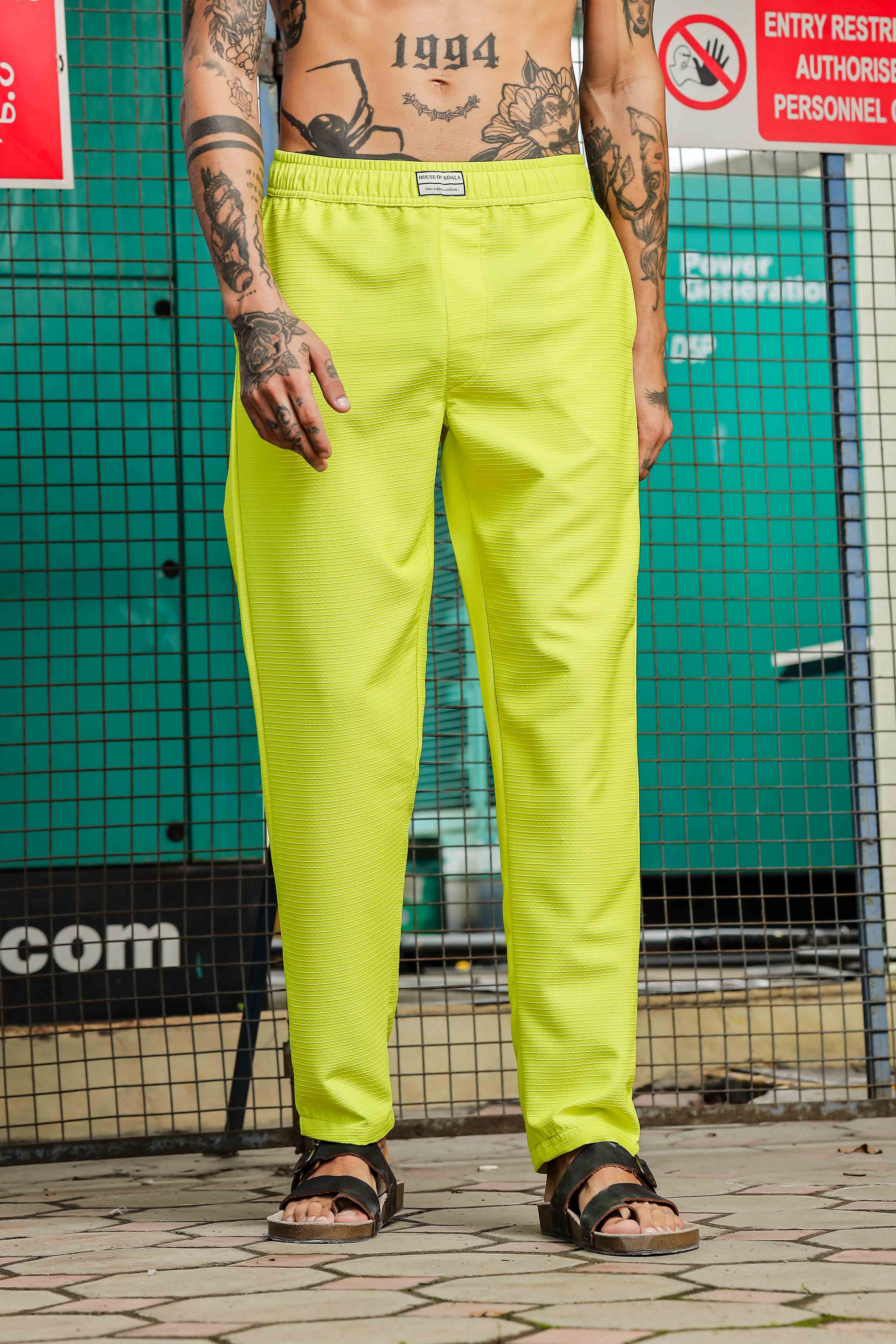 Men Green Relaxed Fit Pants