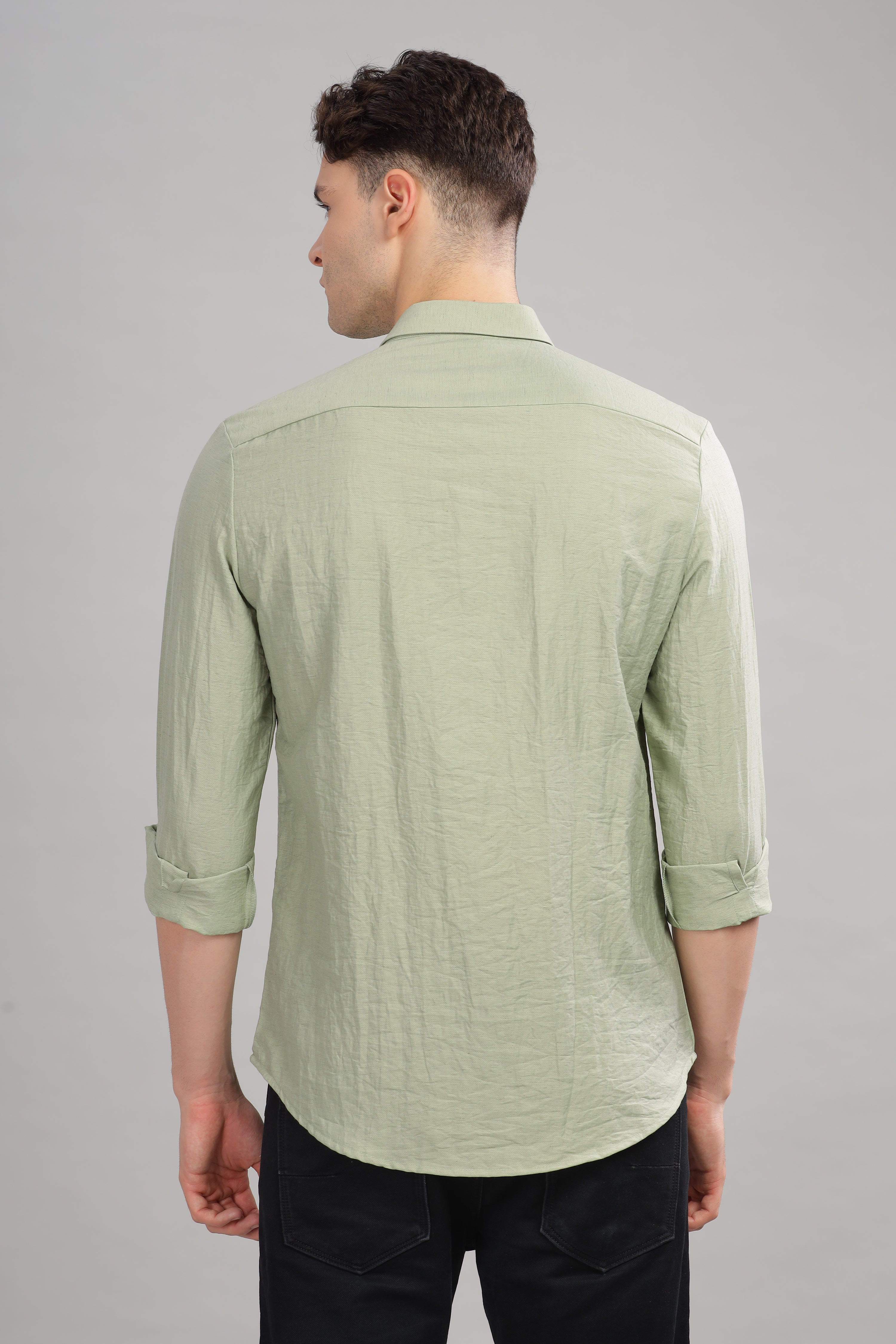 Men Pastel Green Slim Fit Shirt