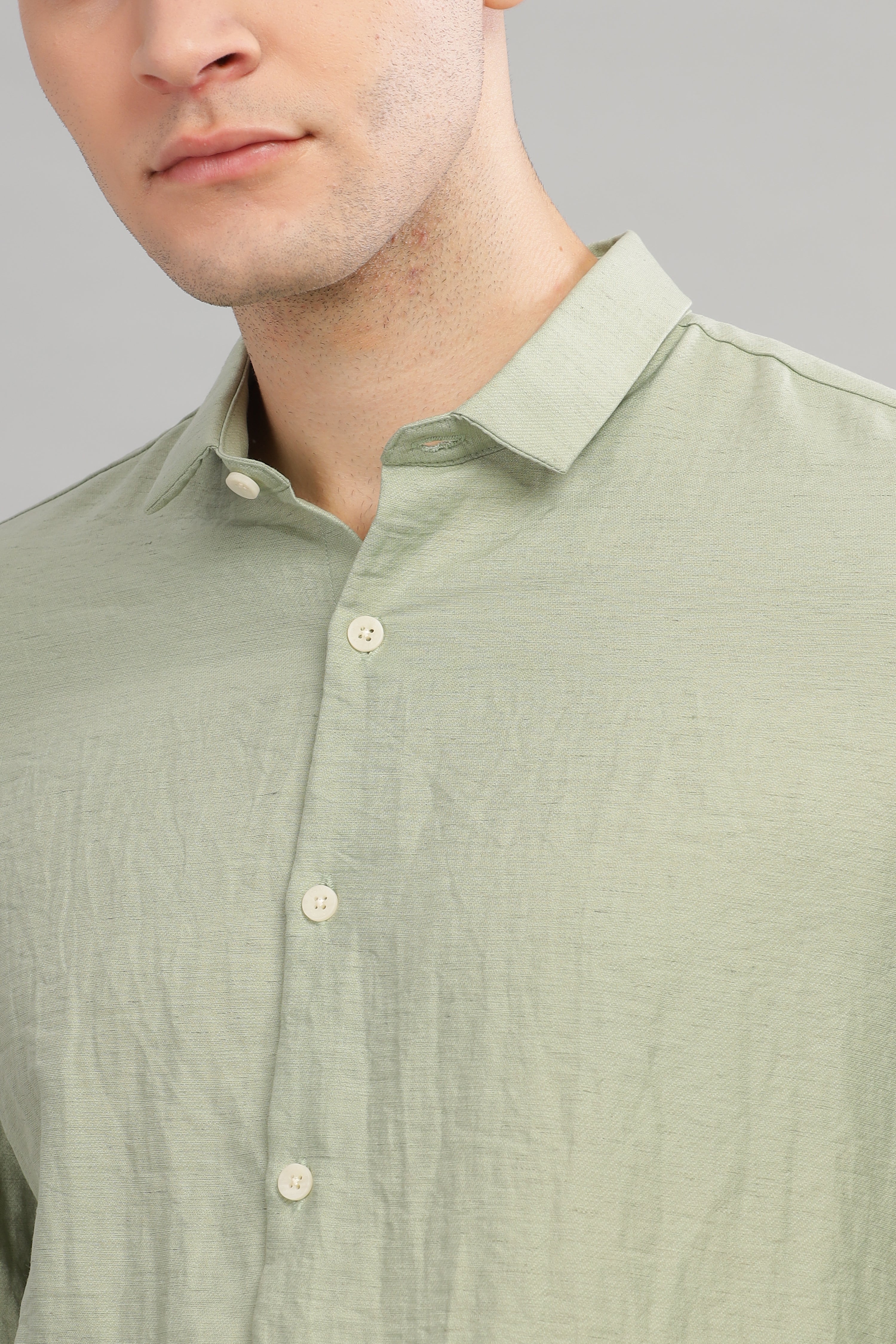 Men Pastel Green Slim Fit Shirt