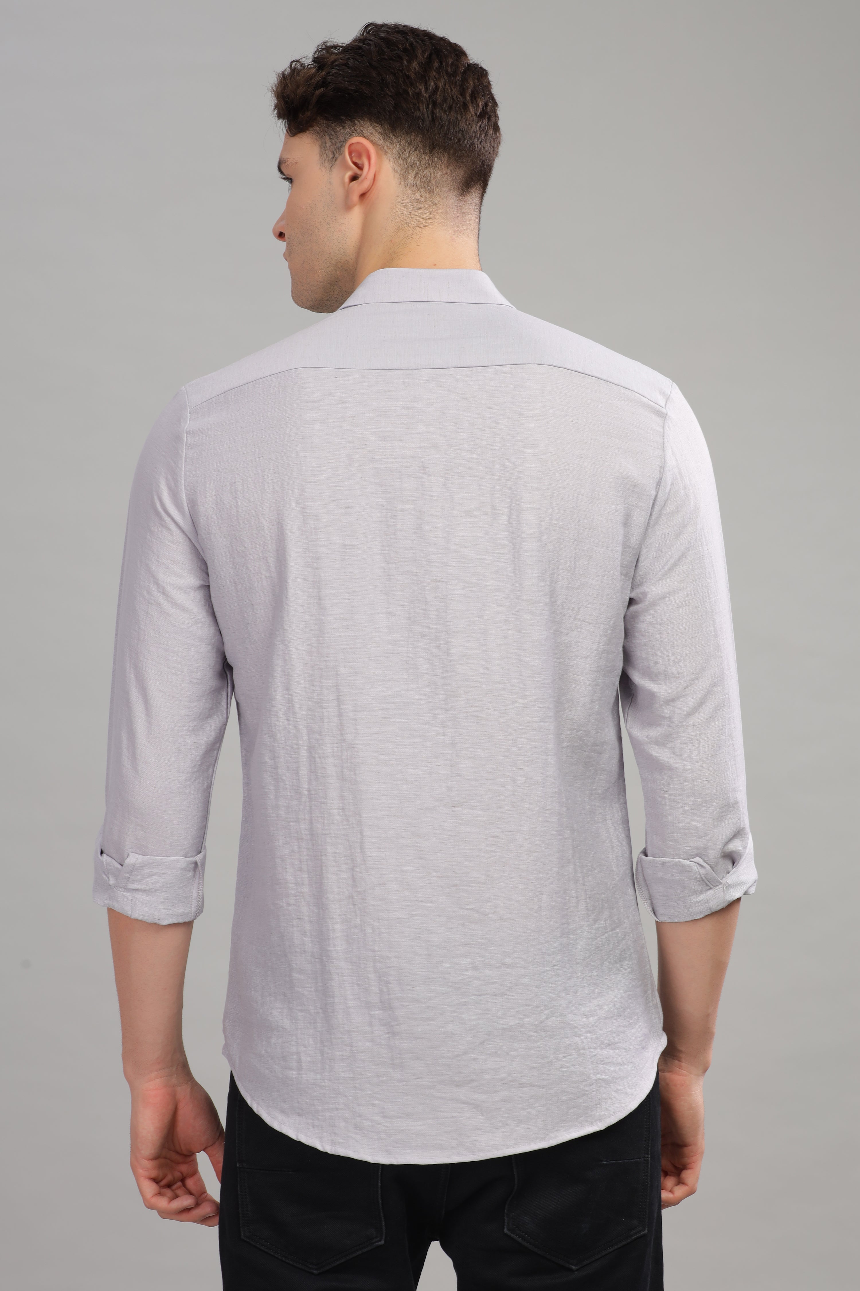 Men Silver Slim Fit Shirt