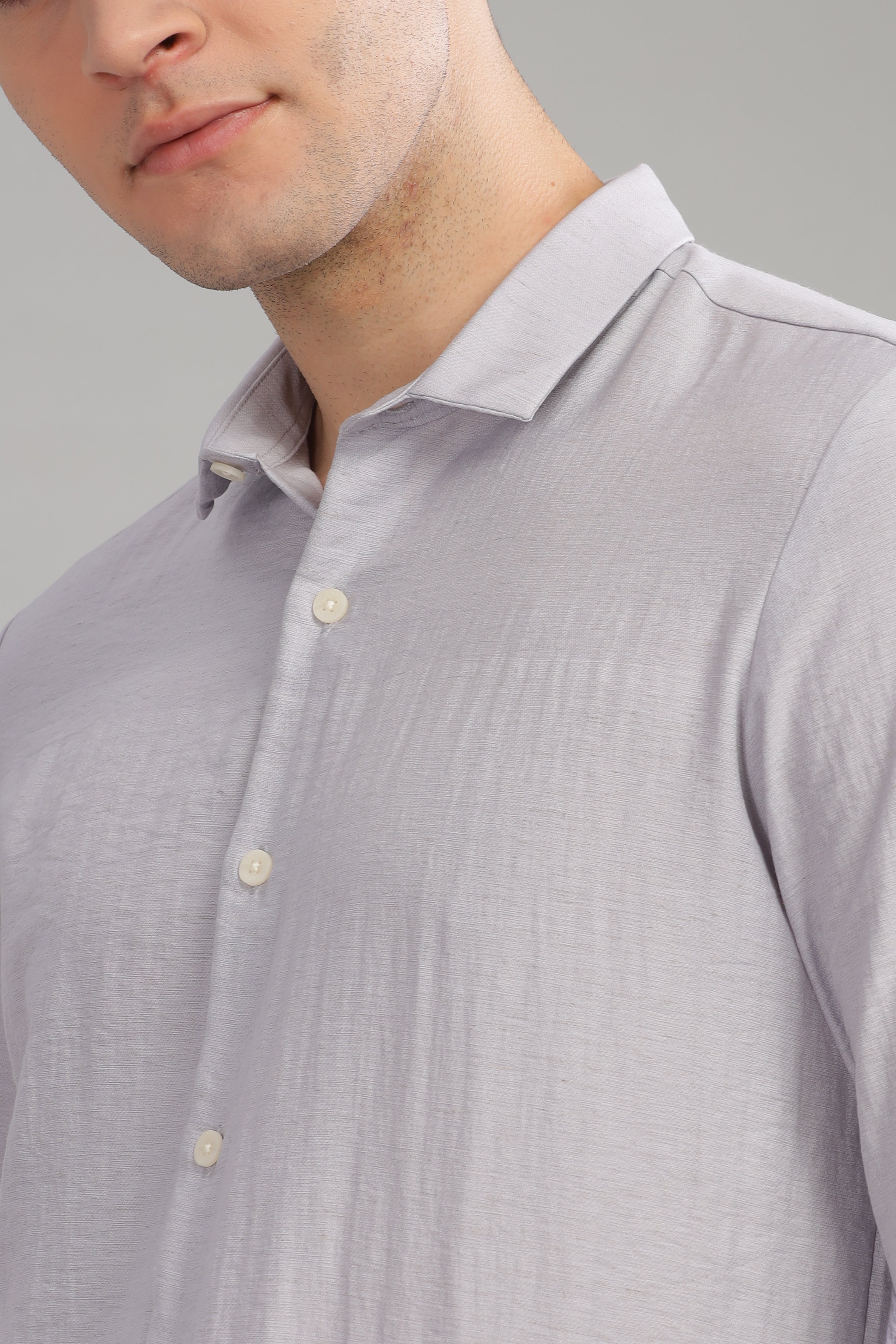 Men Silver Slim Fit Shirt