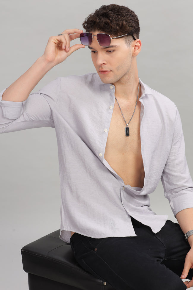 Men Silver Slim Fit Shirt