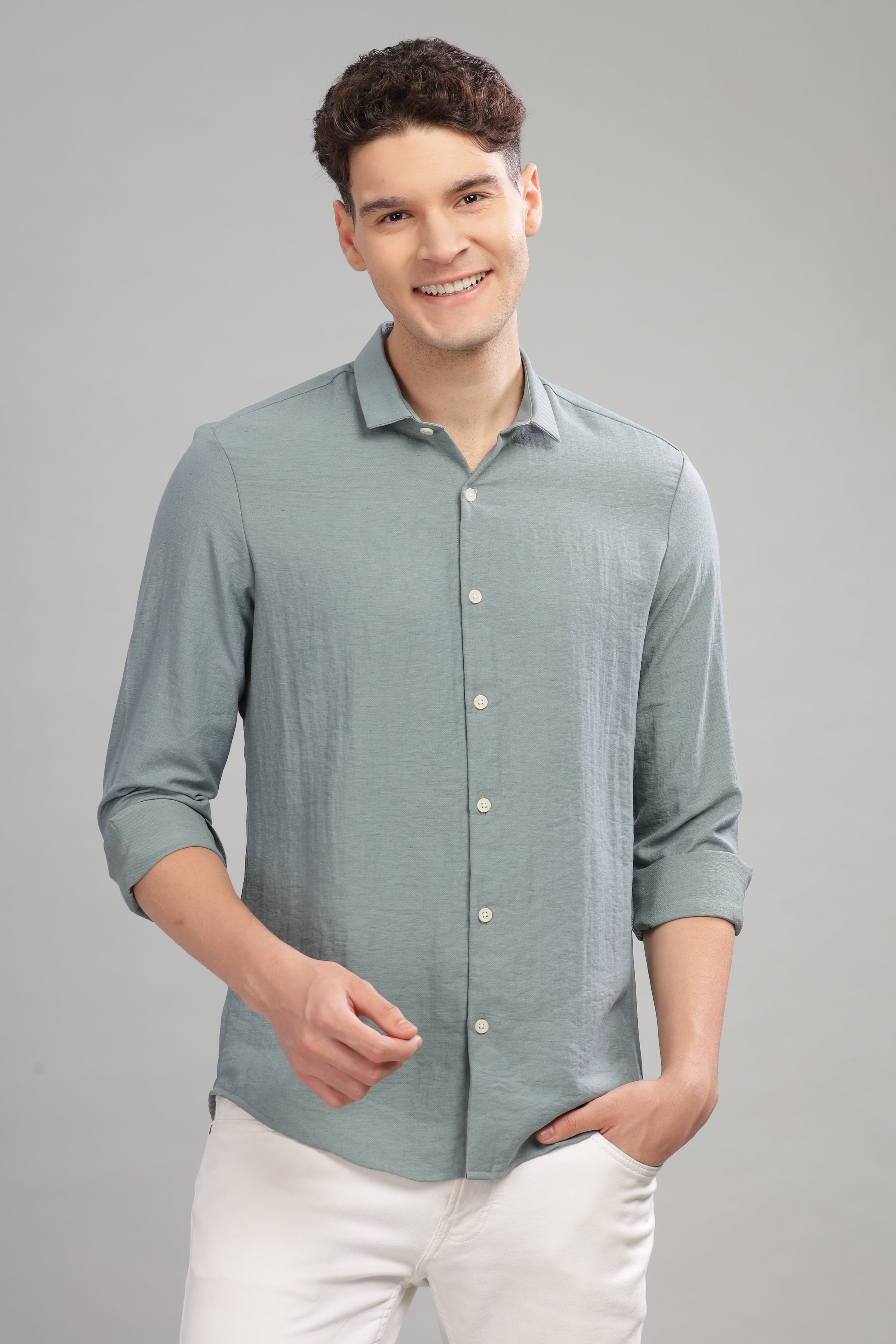 Men Pale Blue Slim Fit Shirt