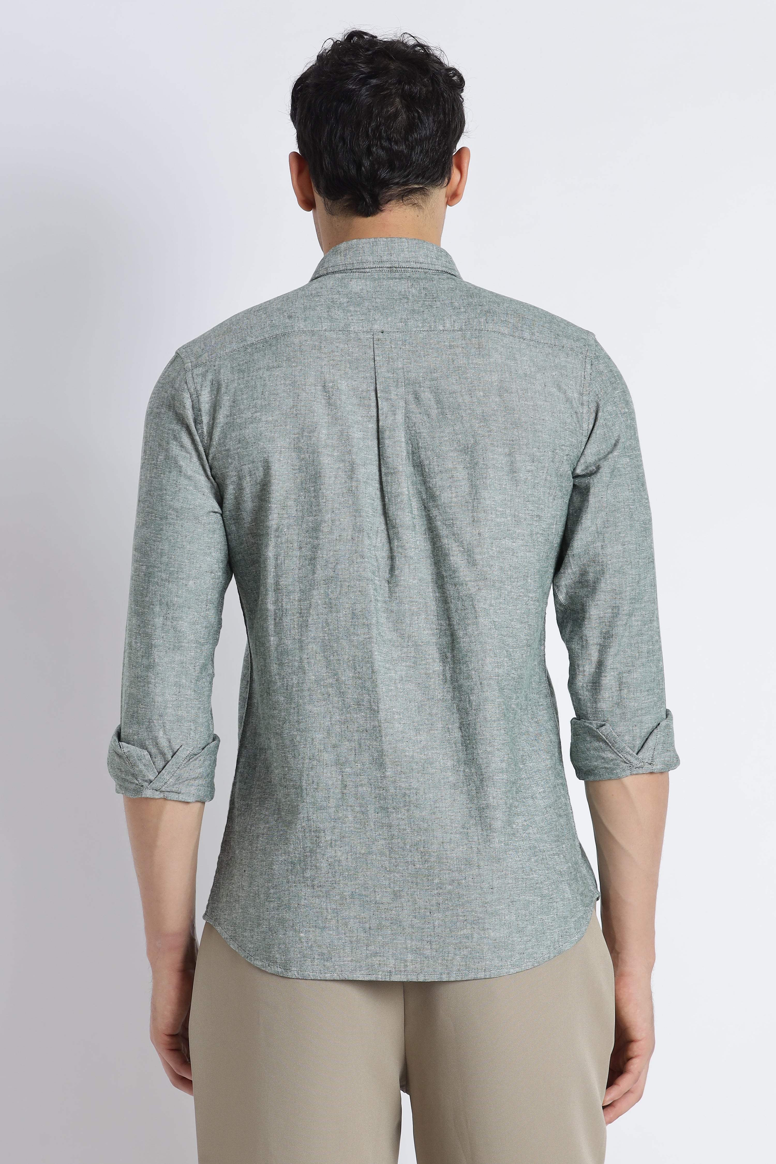 Men Linen Solid Casual Shirt