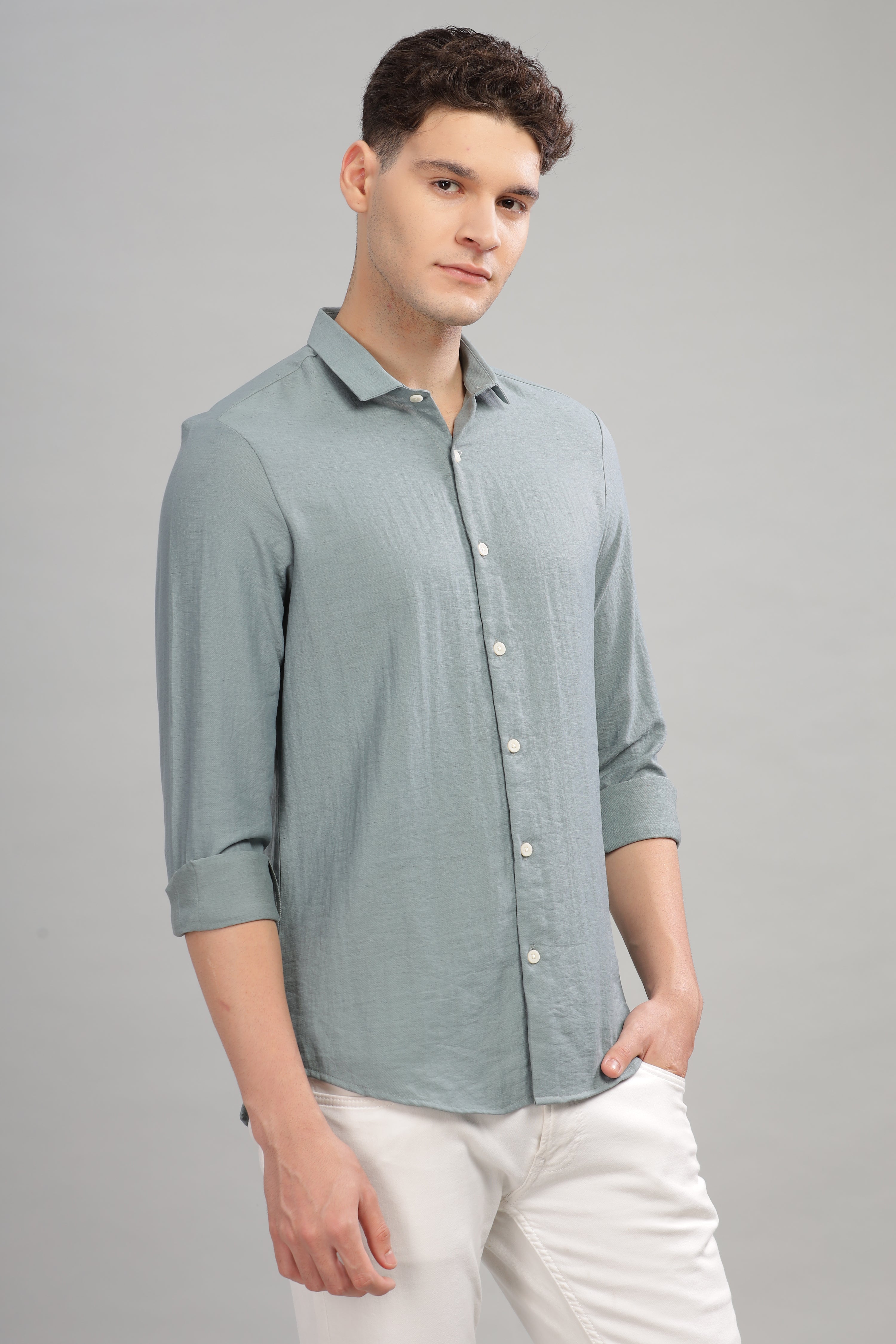 Men Pale Blue Slim Fit Shirt