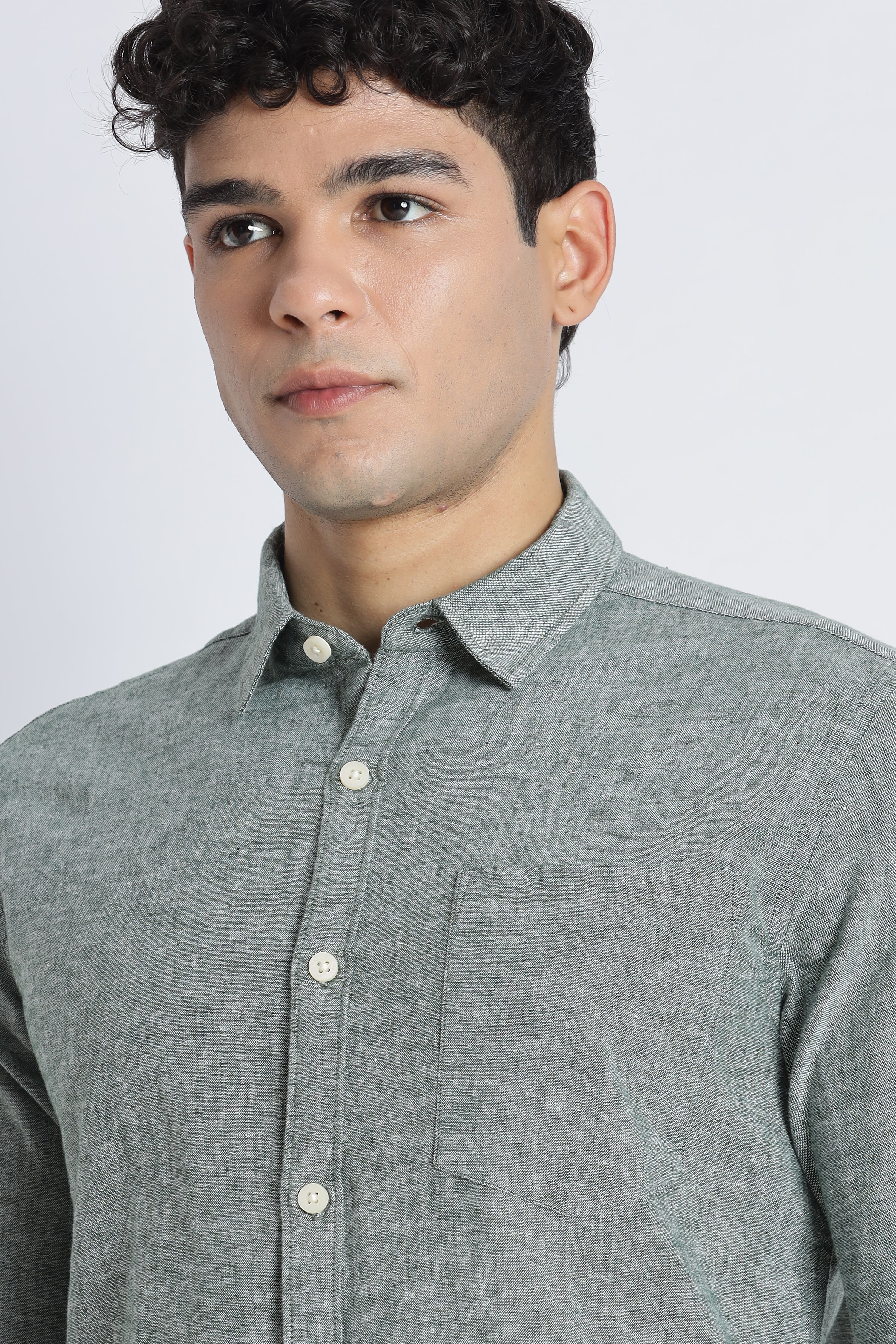Men Linen Solid Casual Shirt