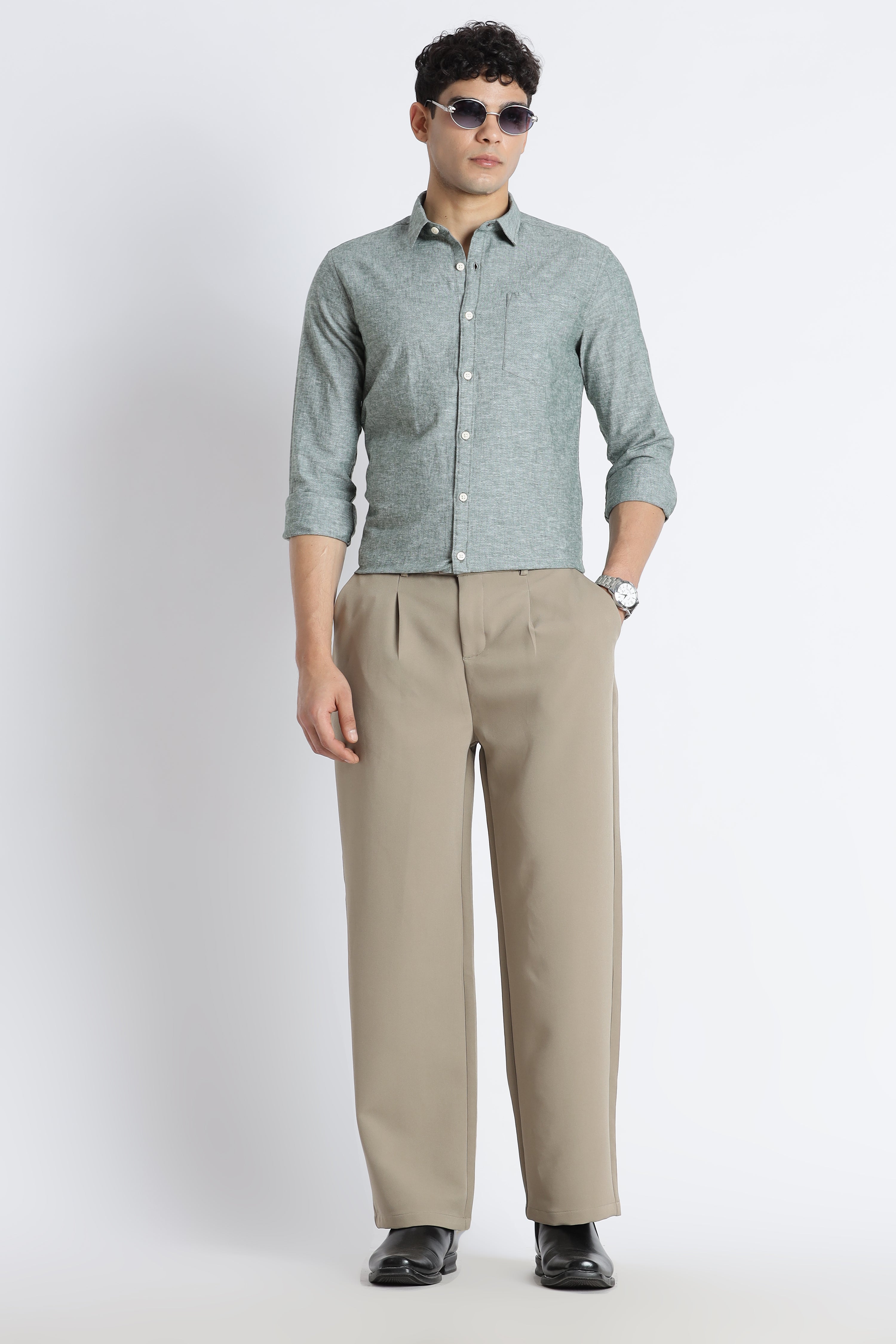 Men Linen Solid Casual Shirt