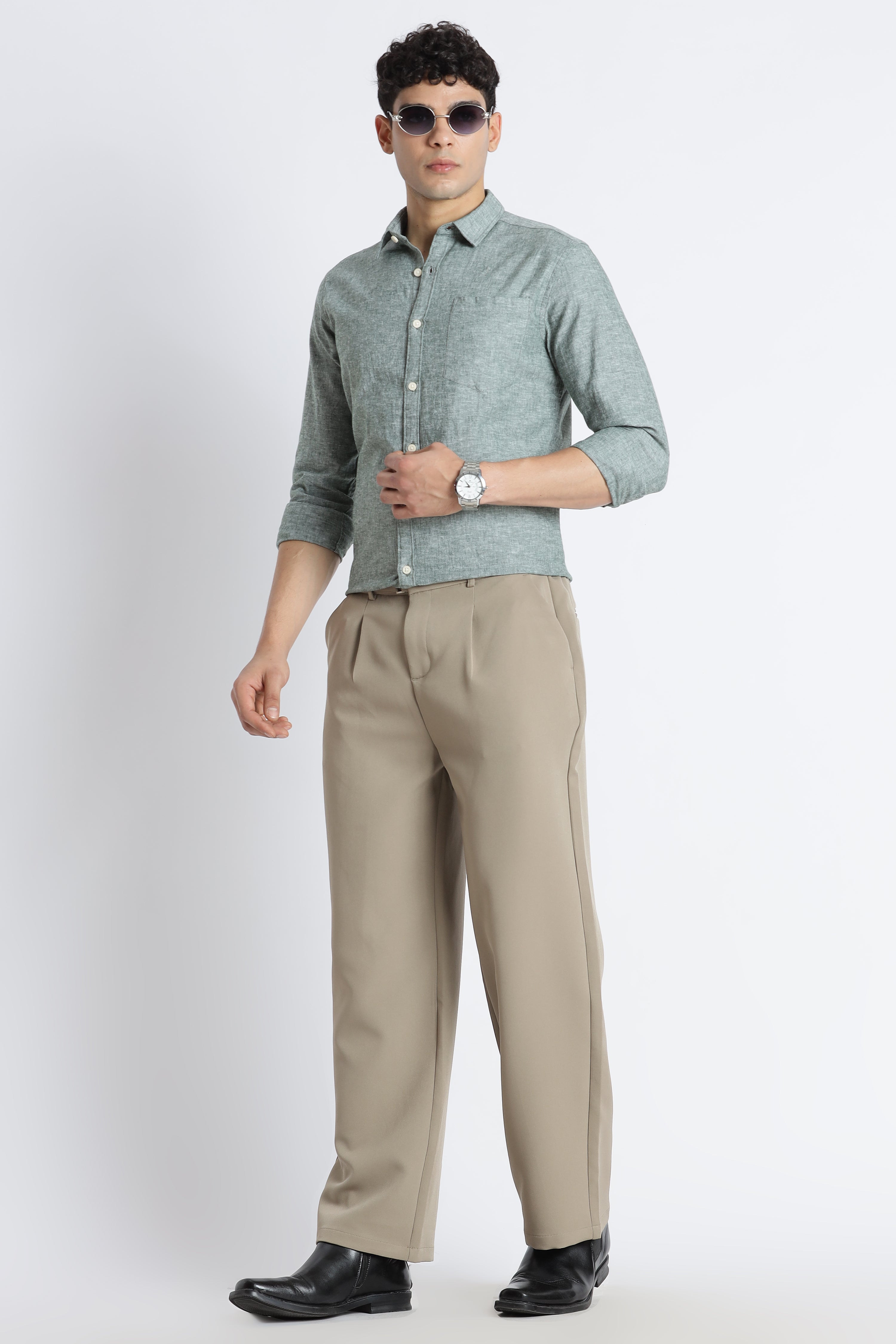 Men Linen Solid Casual Shirt